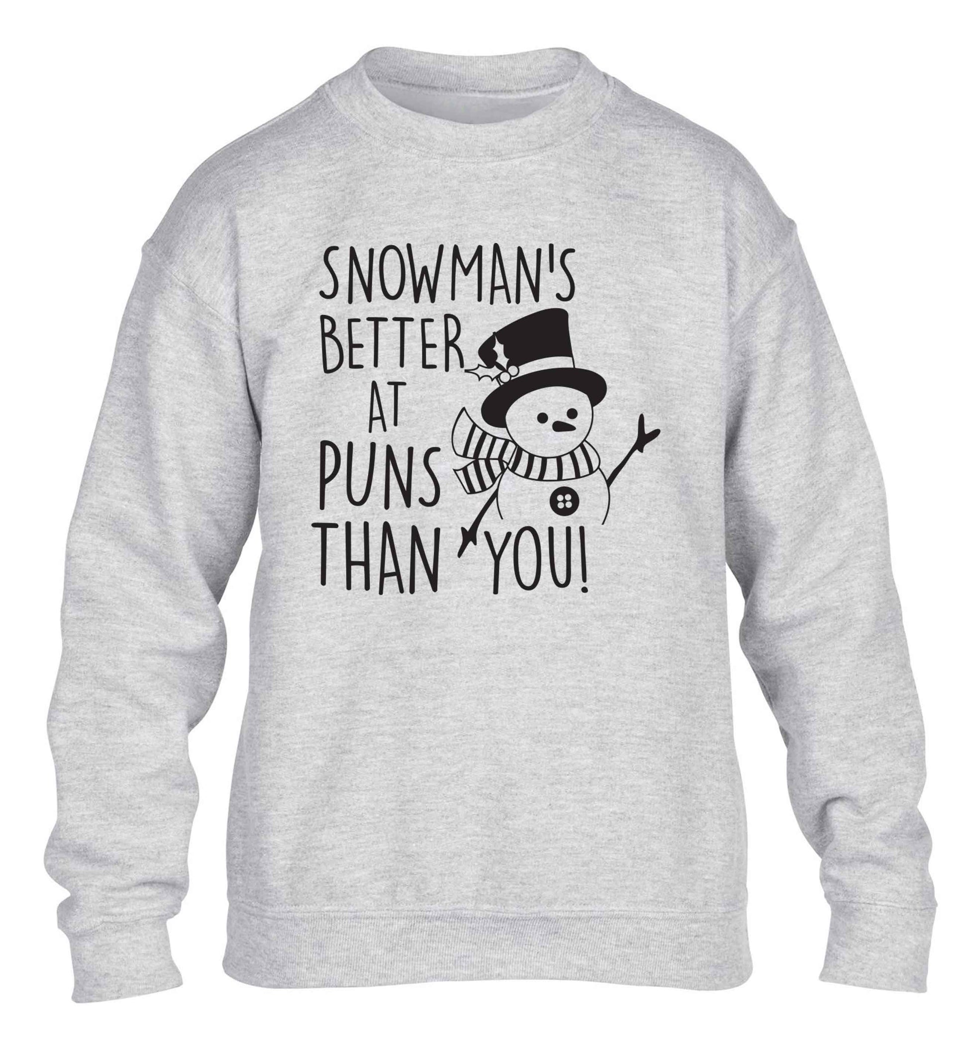 Snowman's Puns You children's grey sweater 12-13 Years