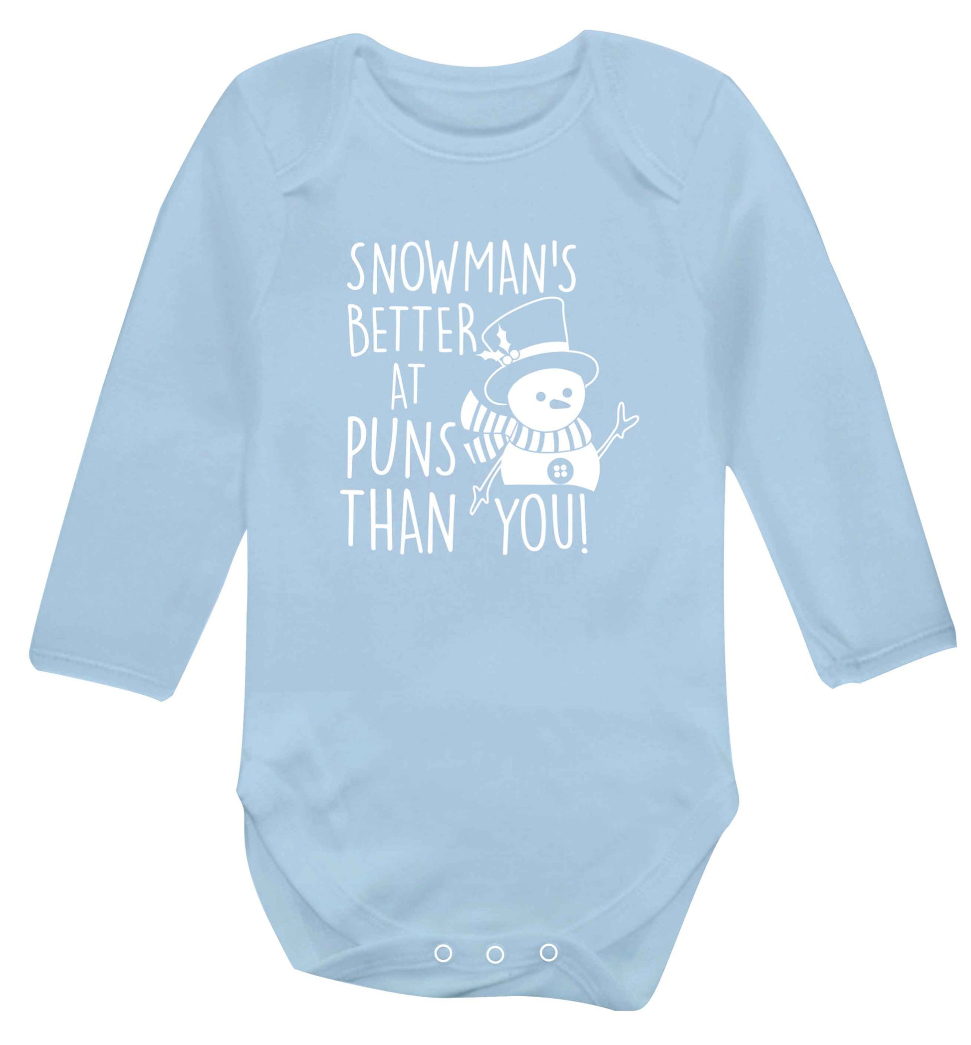 Snowman's Puns You baby vest long sleeved pale blue 6-12 months