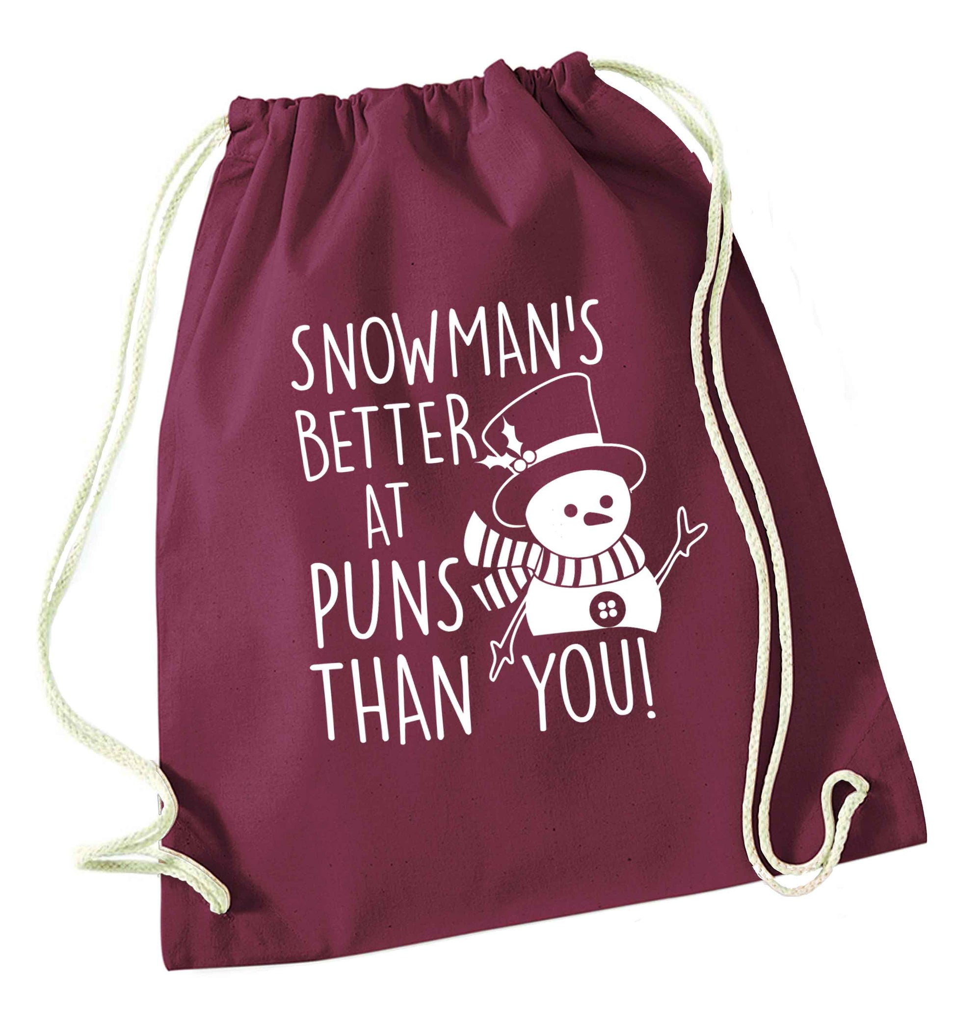 Snowman's Puns You maroon drawstring bag