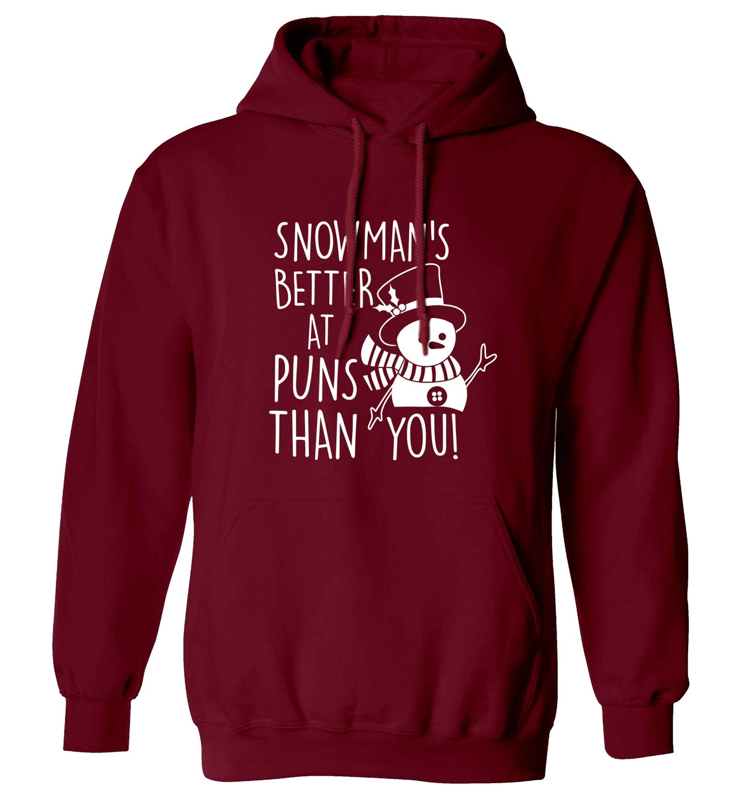 Snowman's Puns You adults unisex maroon hoodie 2XL
