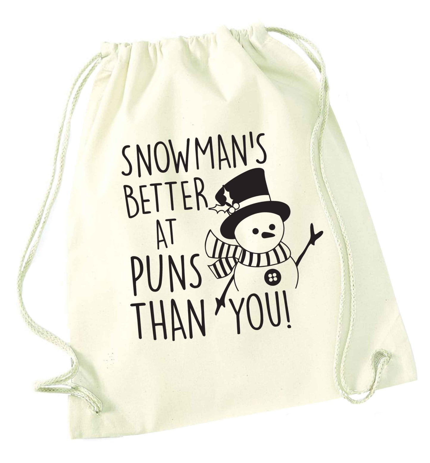Snowman's Puns You natural drawstring bag