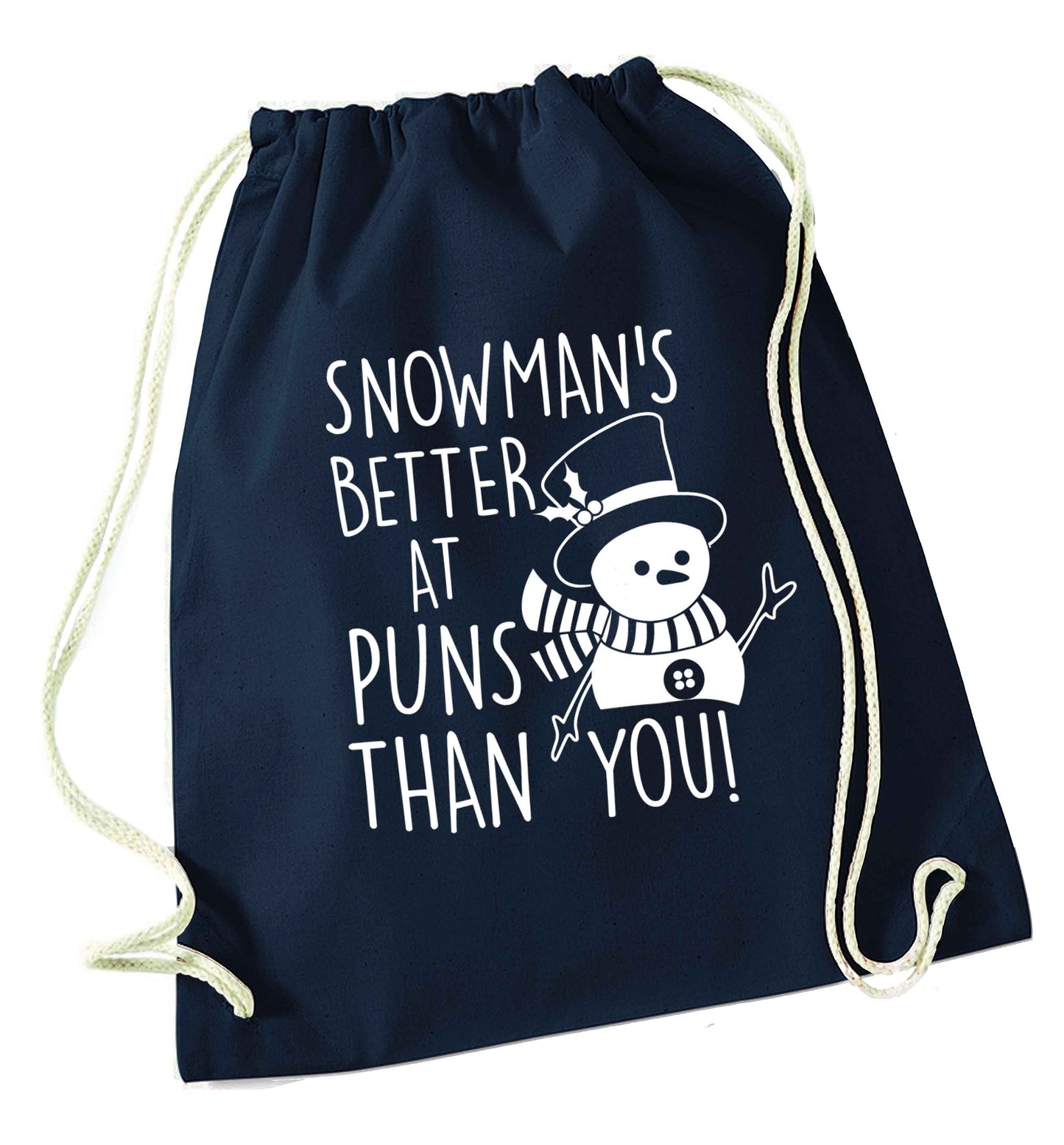 Snowman's Puns You navy drawstring bag