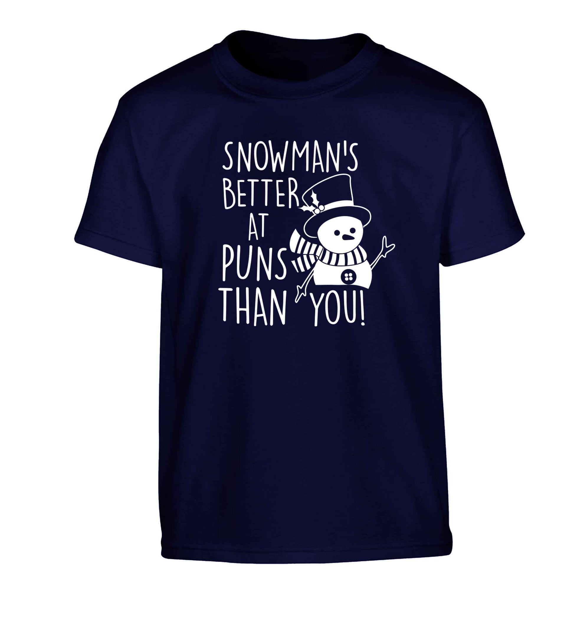 Snowman's Puns You Children's navy Tshirt 12-13 Years