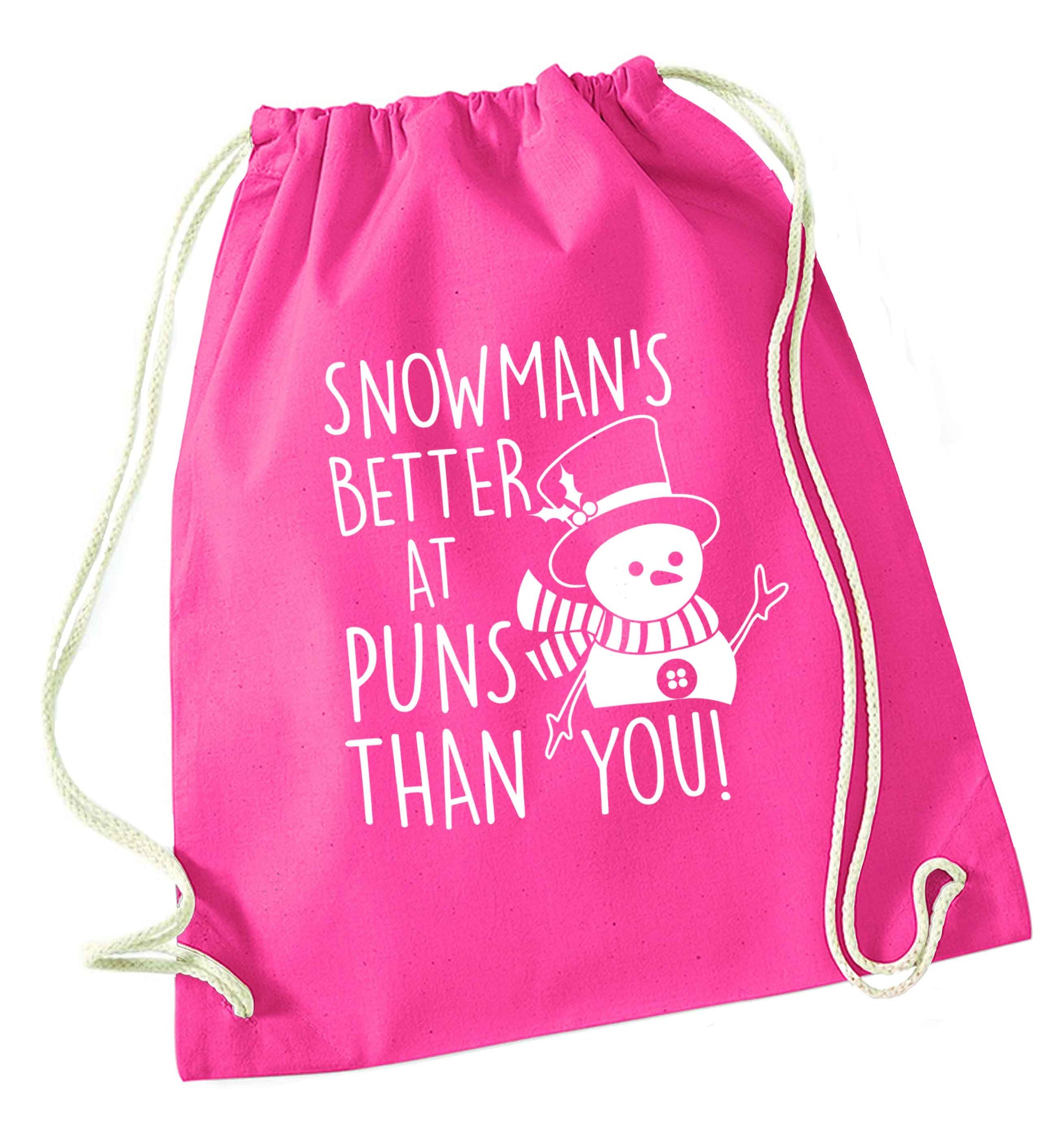Snowman's Puns You pink drawstring bag
