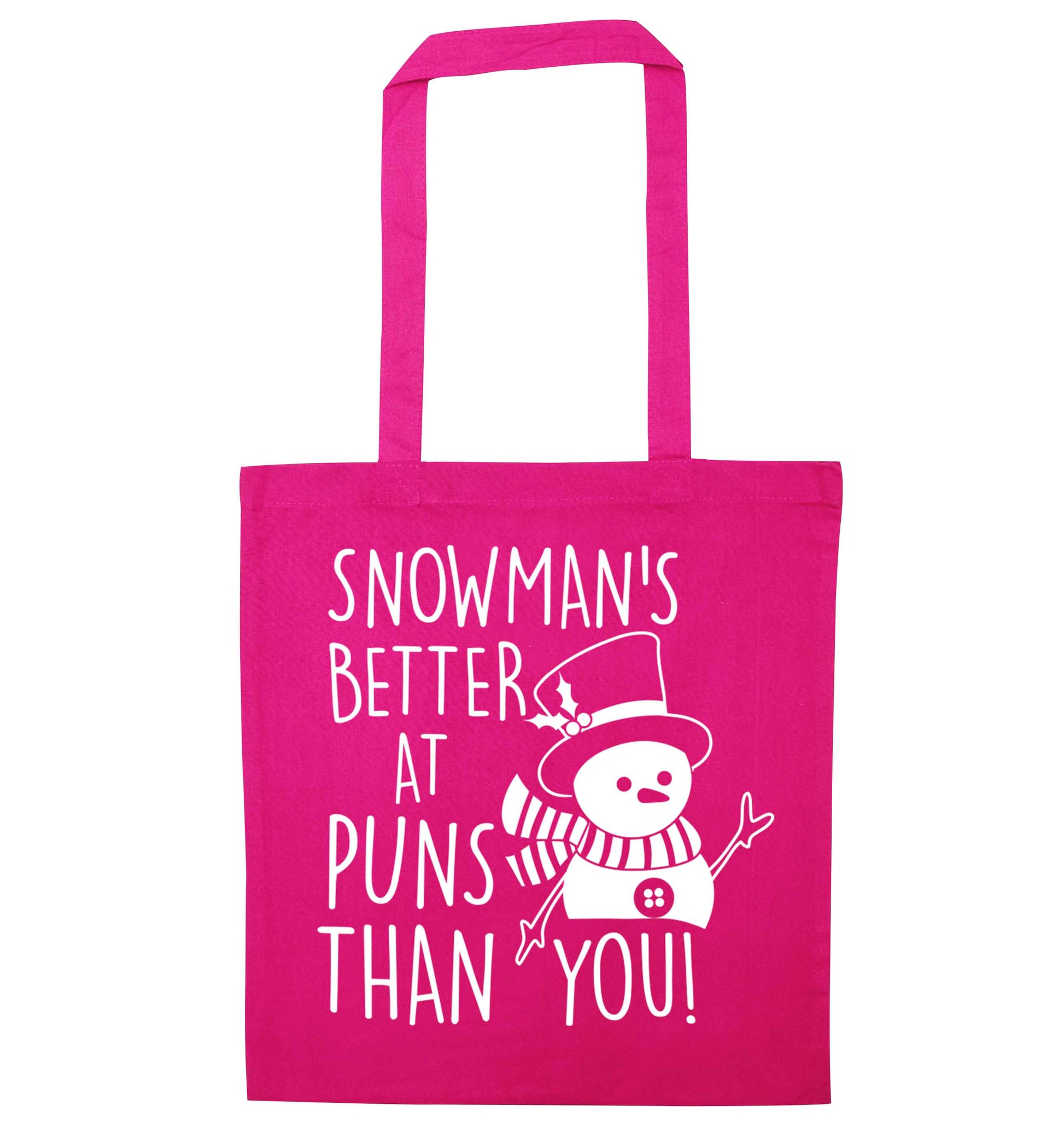 Snowman's Puns You pink tote bag