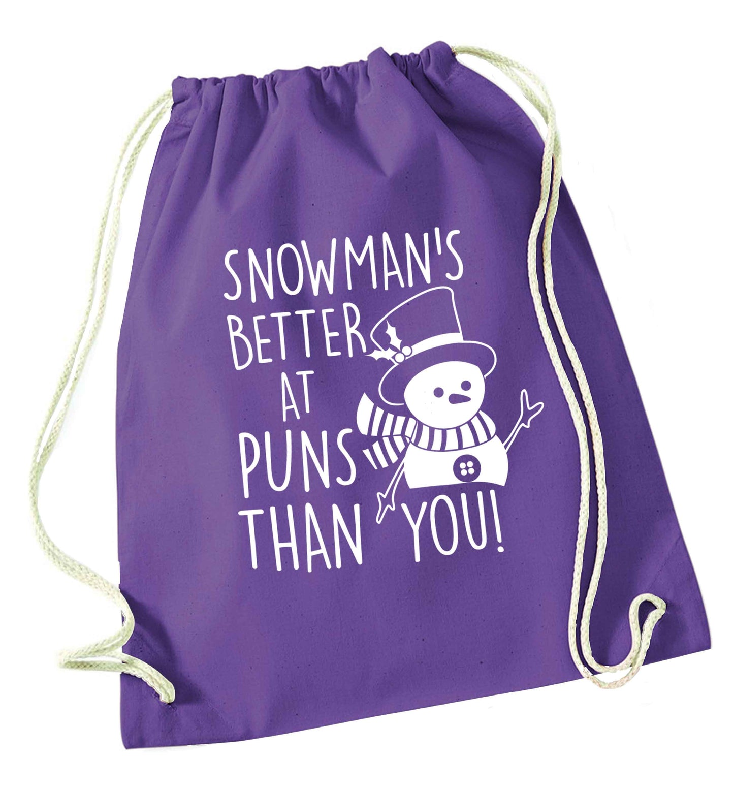Snowman's Puns You purple drawstring bag