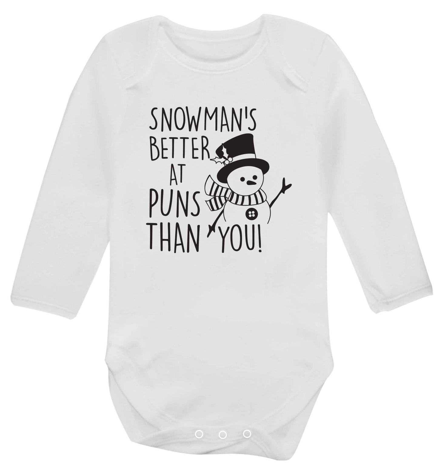 Snowman's Puns You baby vest long sleeved white 6-12 months