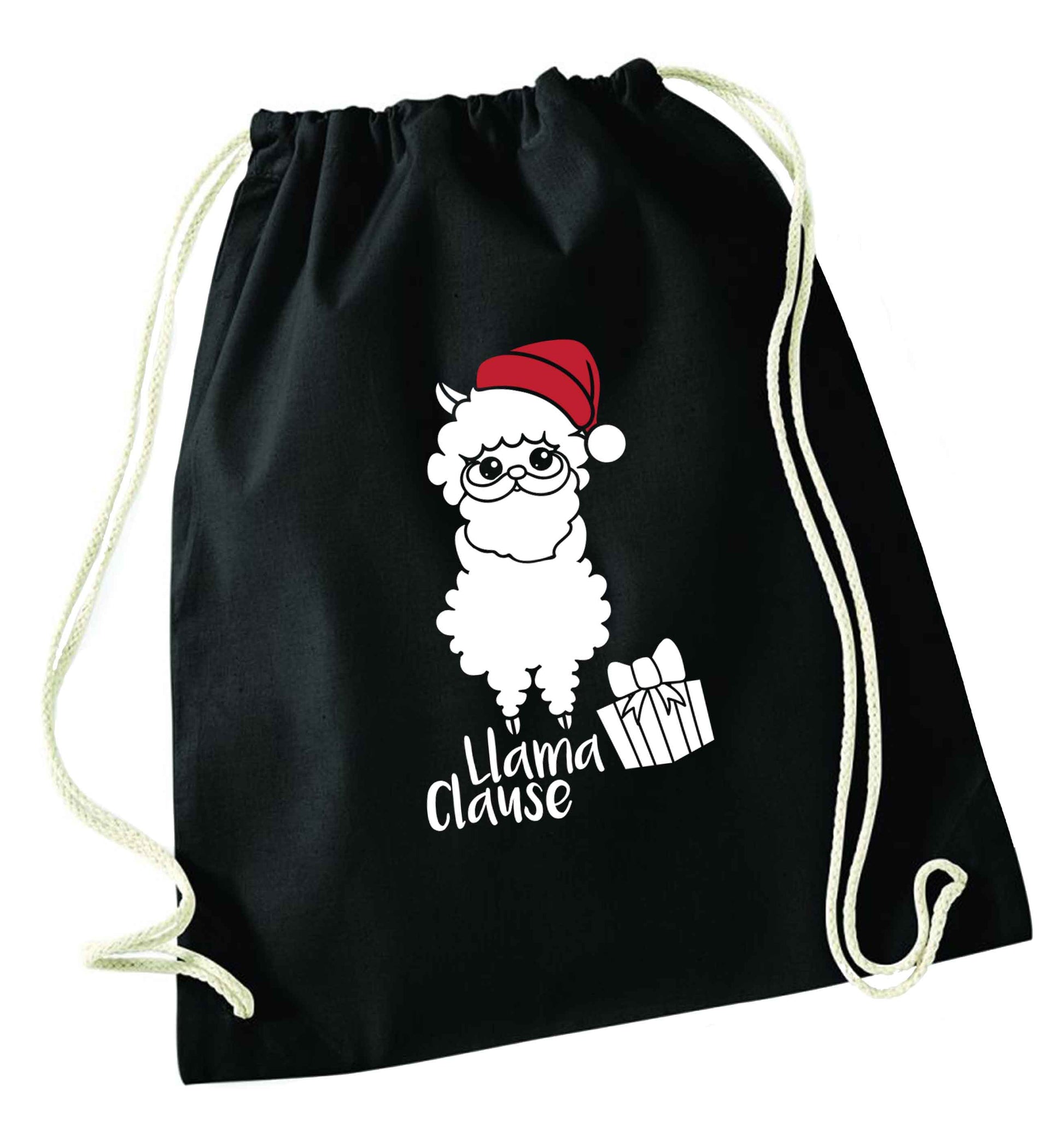 Llama Clause black drawstring bag