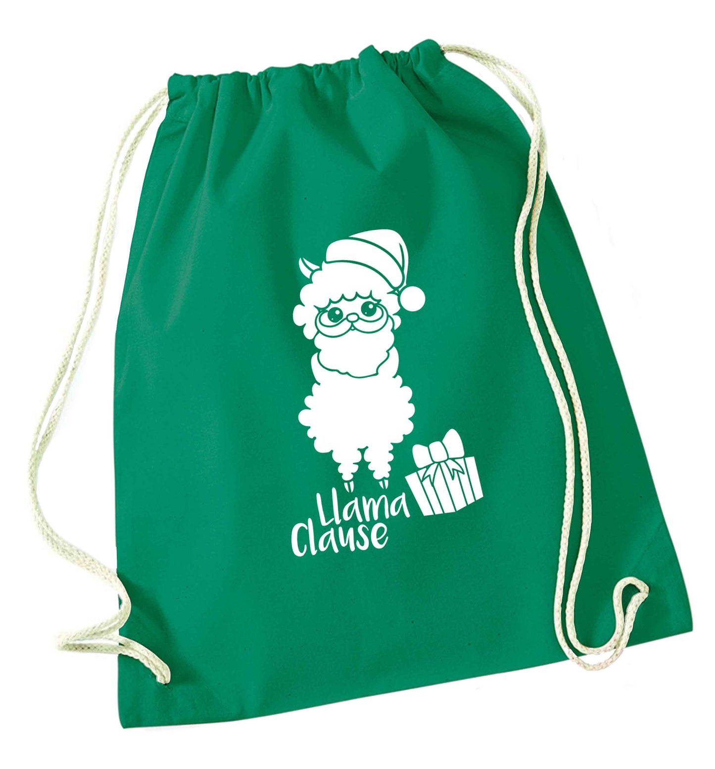 Llama Clause green drawstring bag