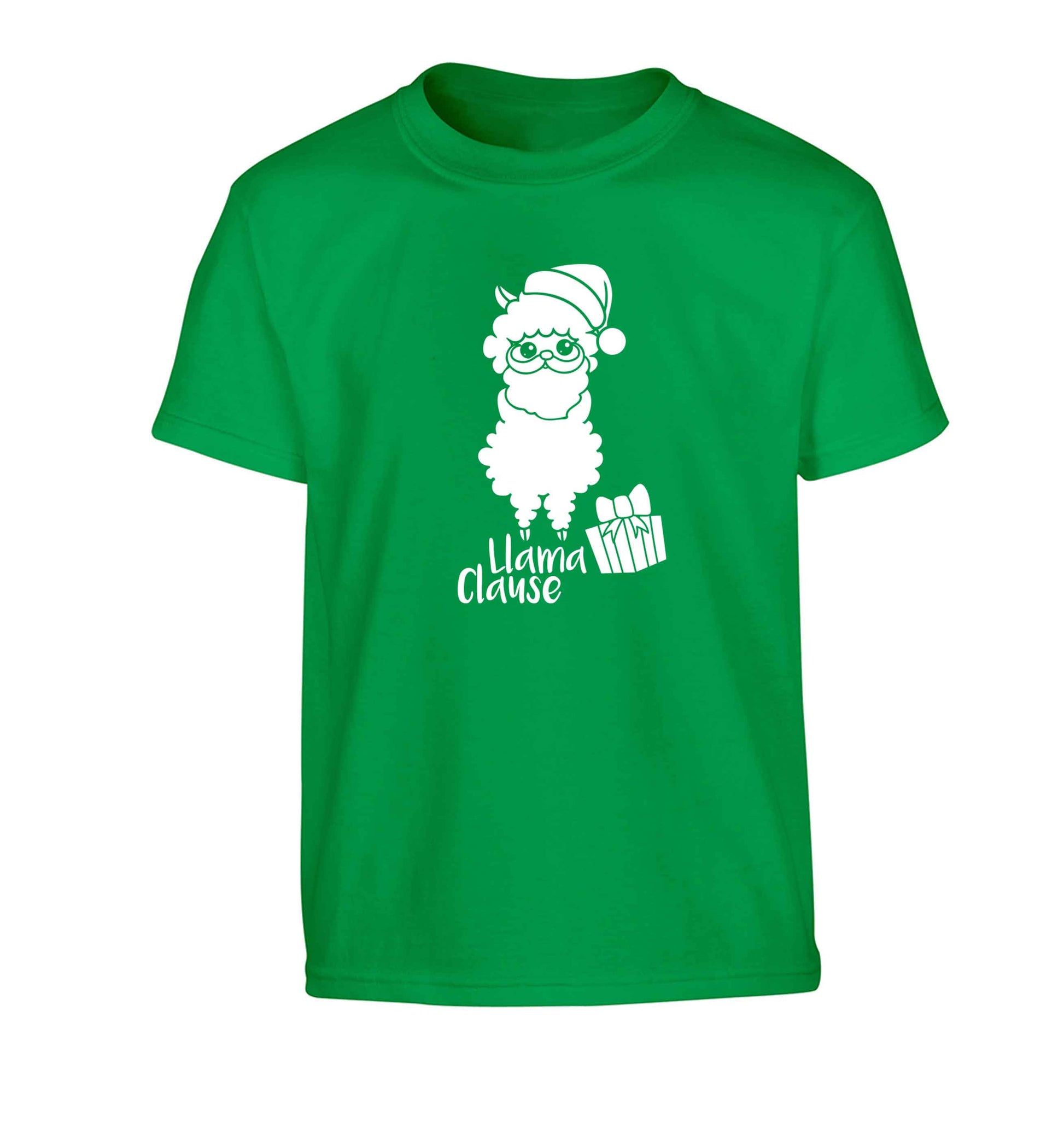 Llama Clause Children's green Tshirt 12-13 Years