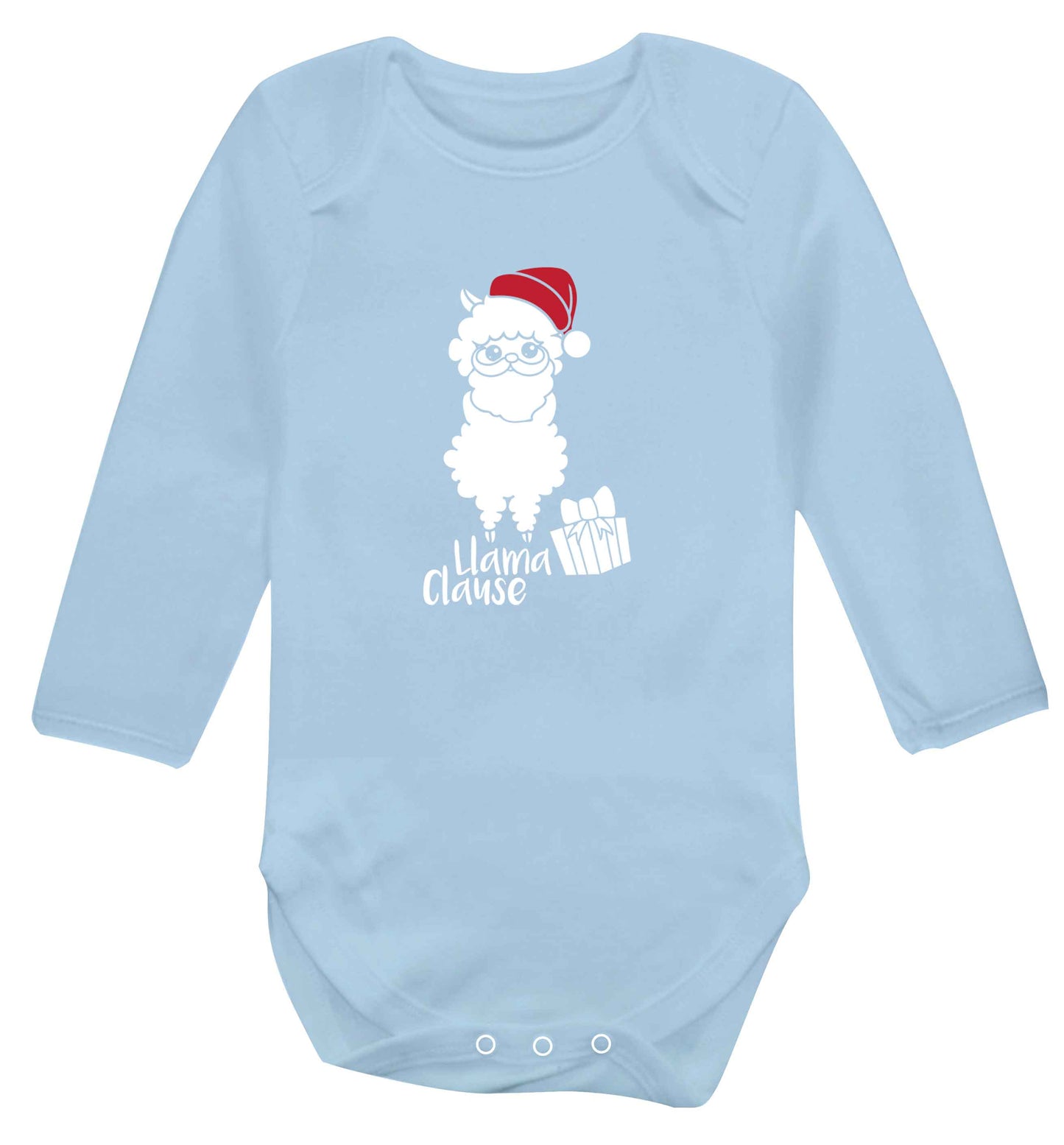 Llama Clause baby vest long sleeved pale blue 6-12 months