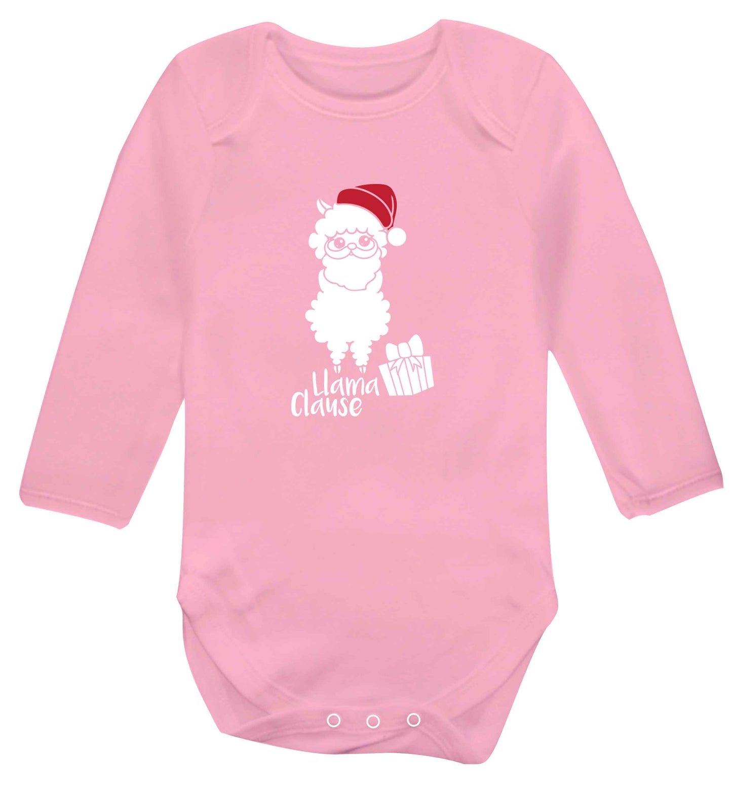 Llama Clause baby vest long sleeved pale pink 6-12 months