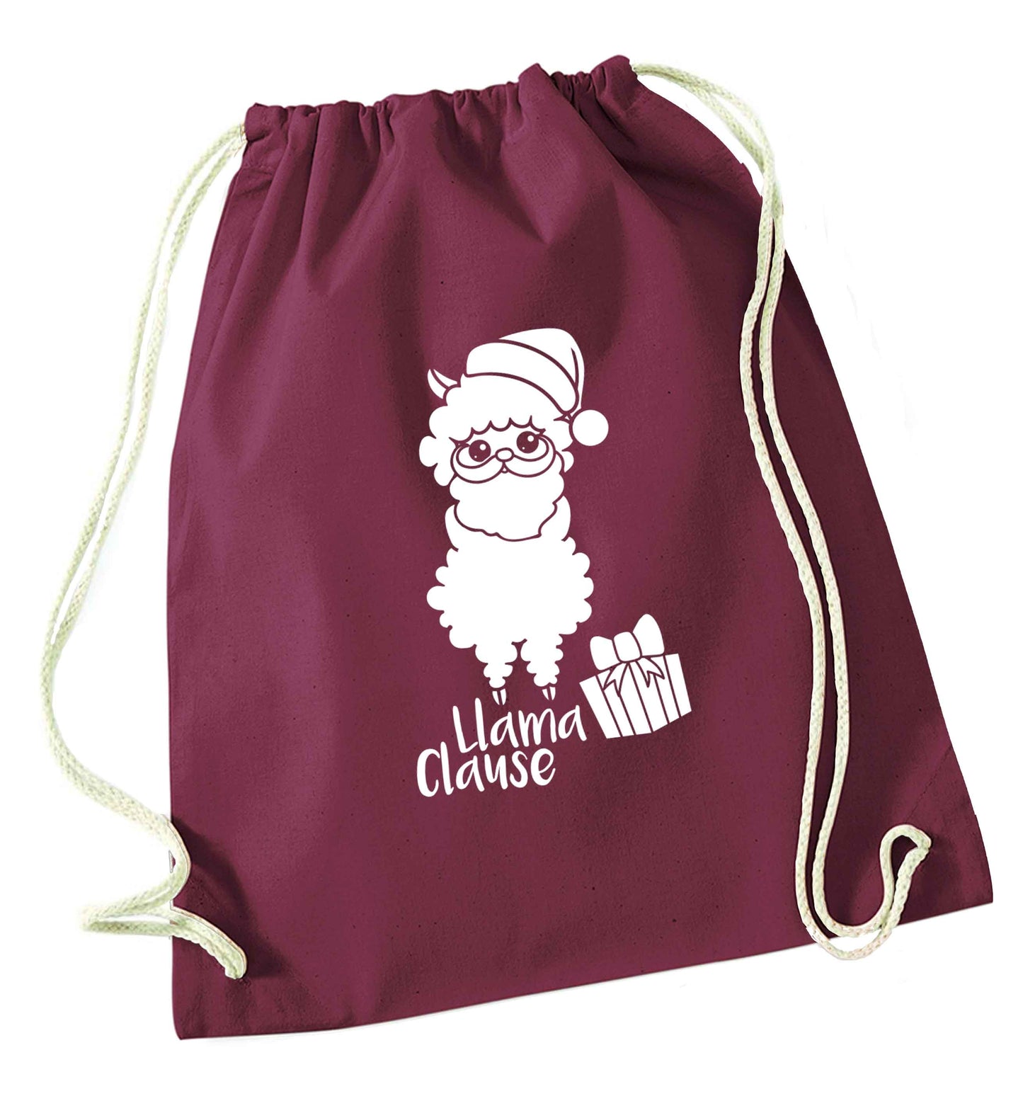 Llama Clause maroon drawstring bag
