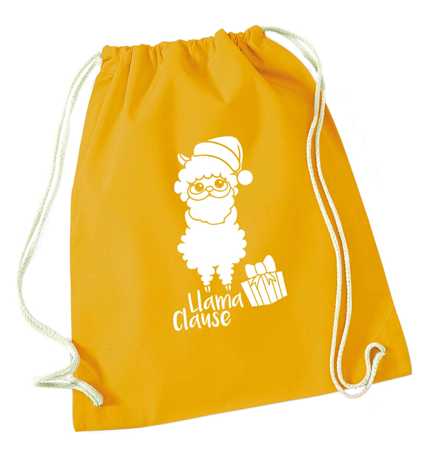 Llama Clause mustard drawstring bag