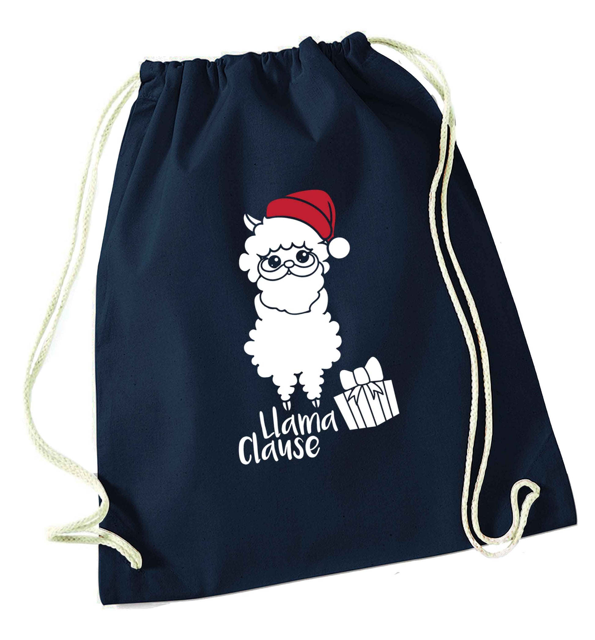 Llama Clause navy drawstring bag