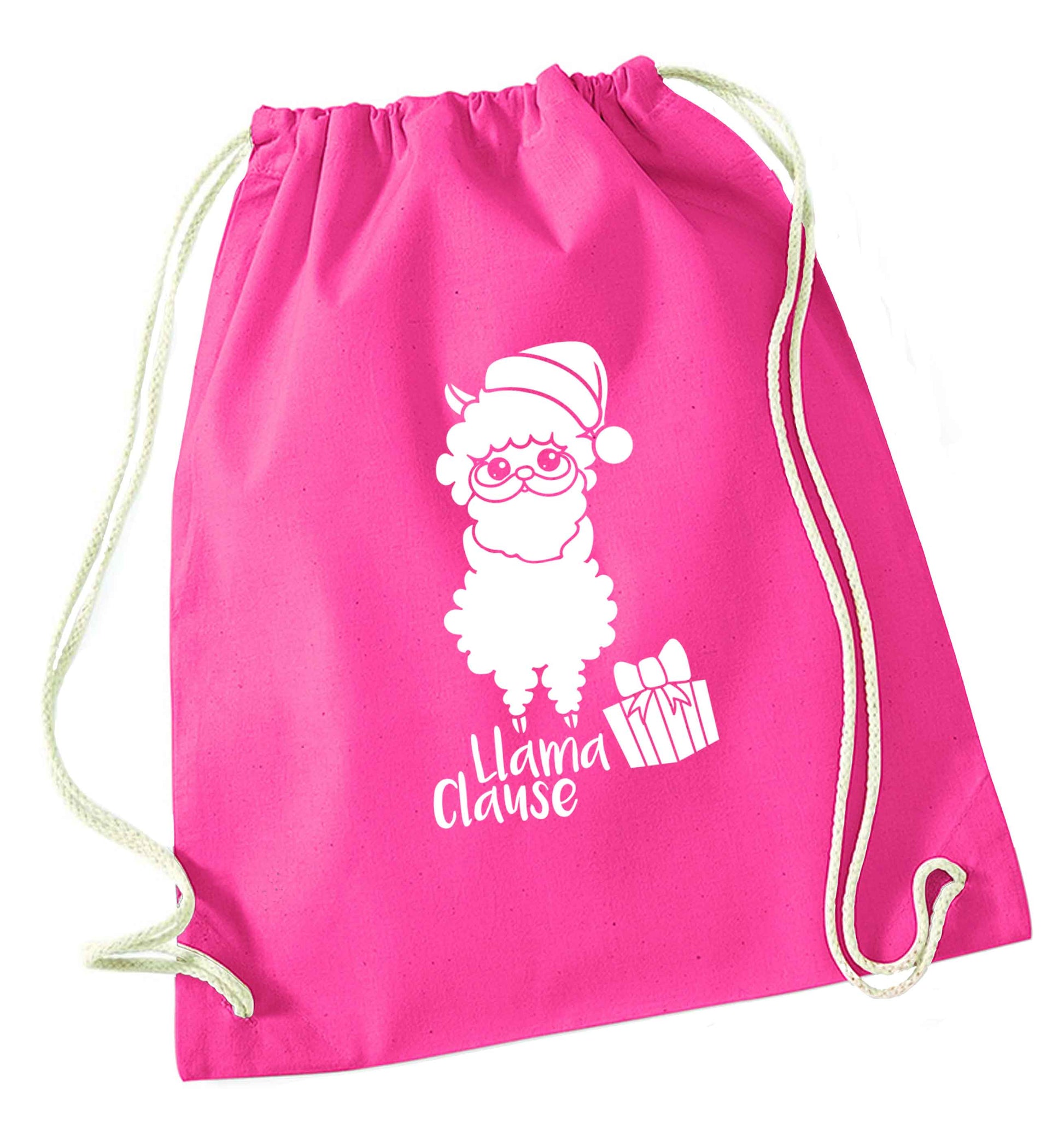 Llama Clause pink drawstring bag