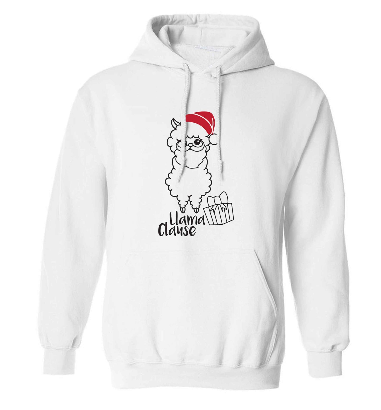 Llama Clause adults unisex white hoodie 2XL
