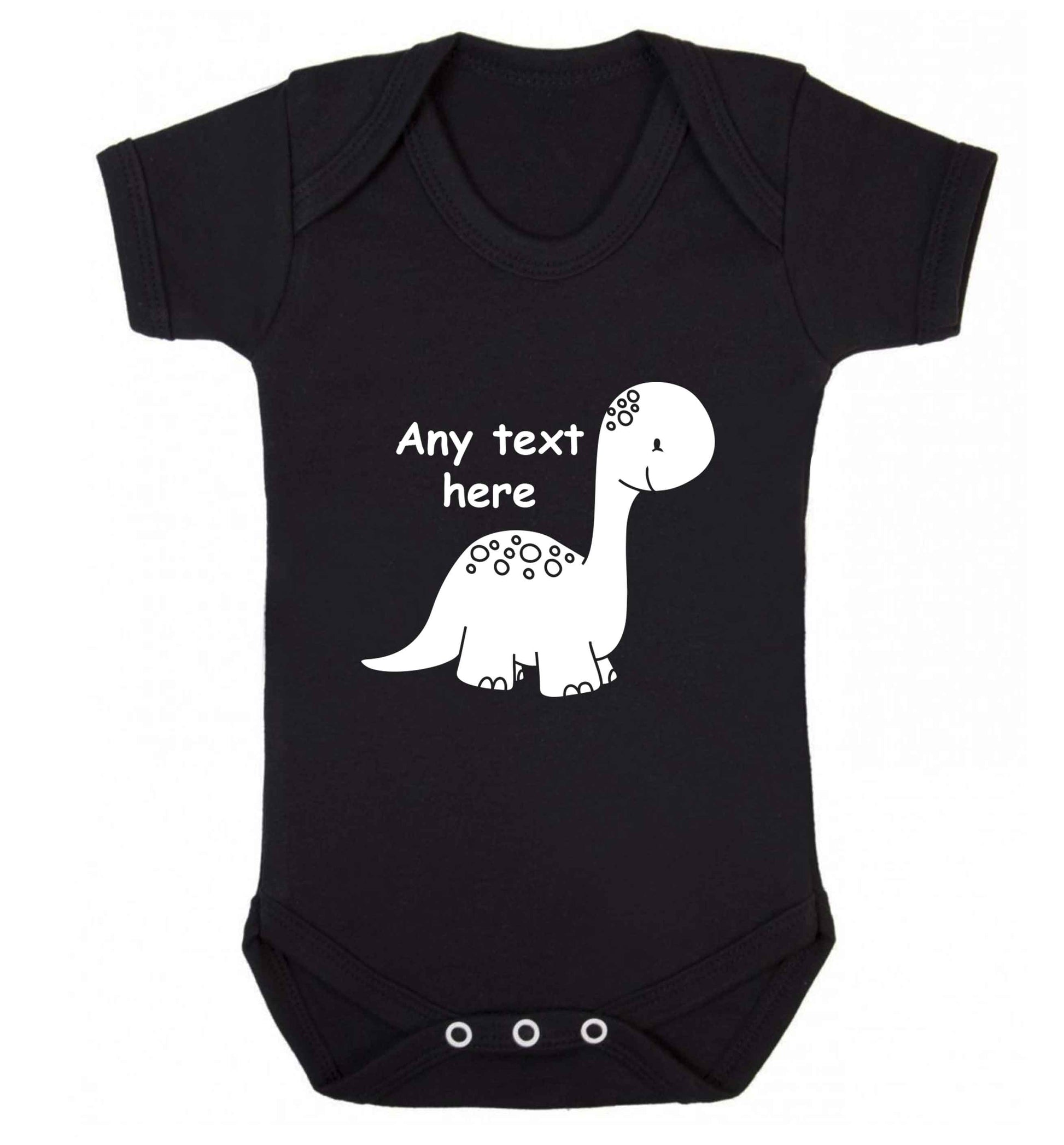 Dinosaur any text baby vest black 18-24 months