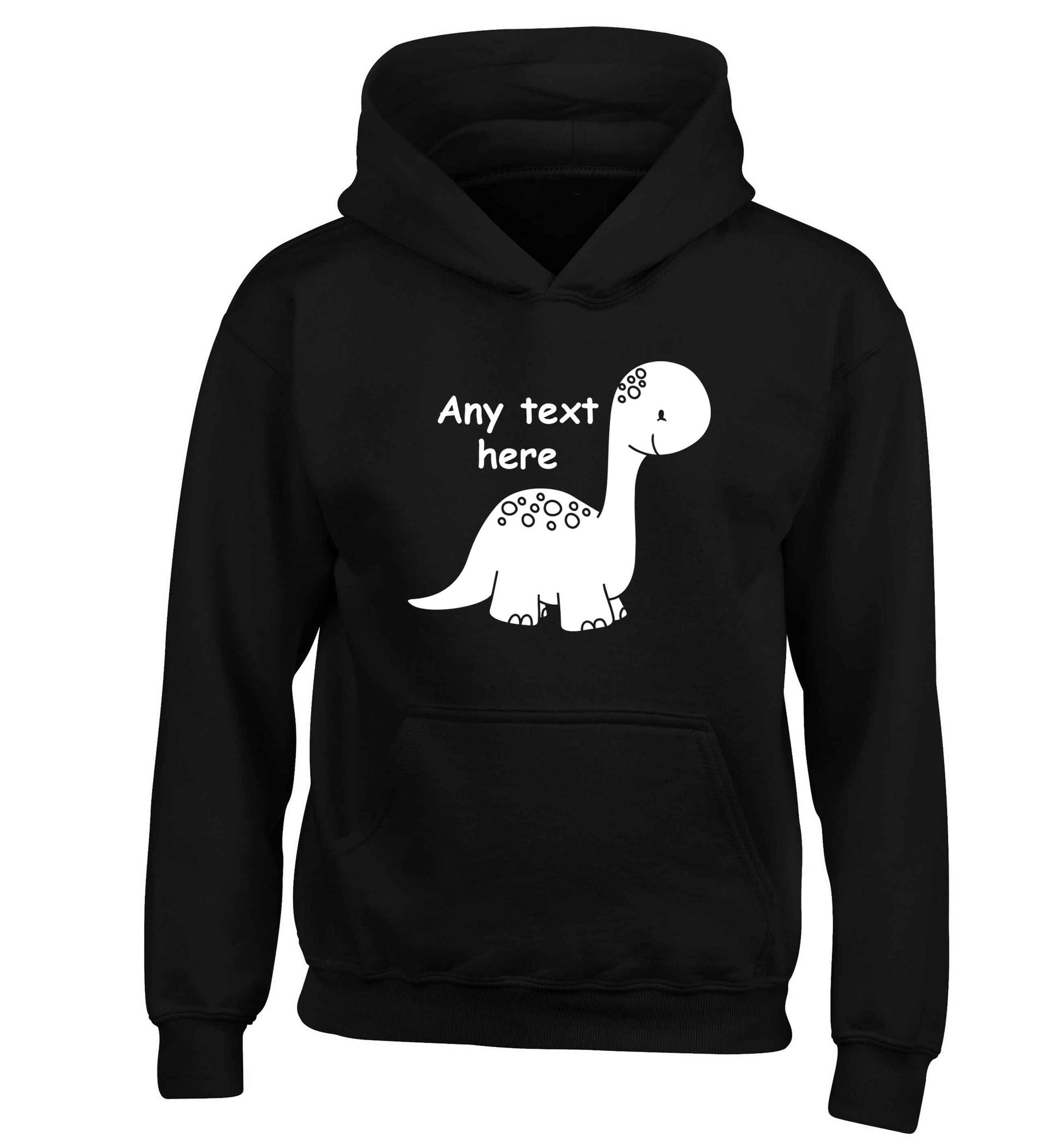 Dinosaur any text children's black hoodie 12-13 Years