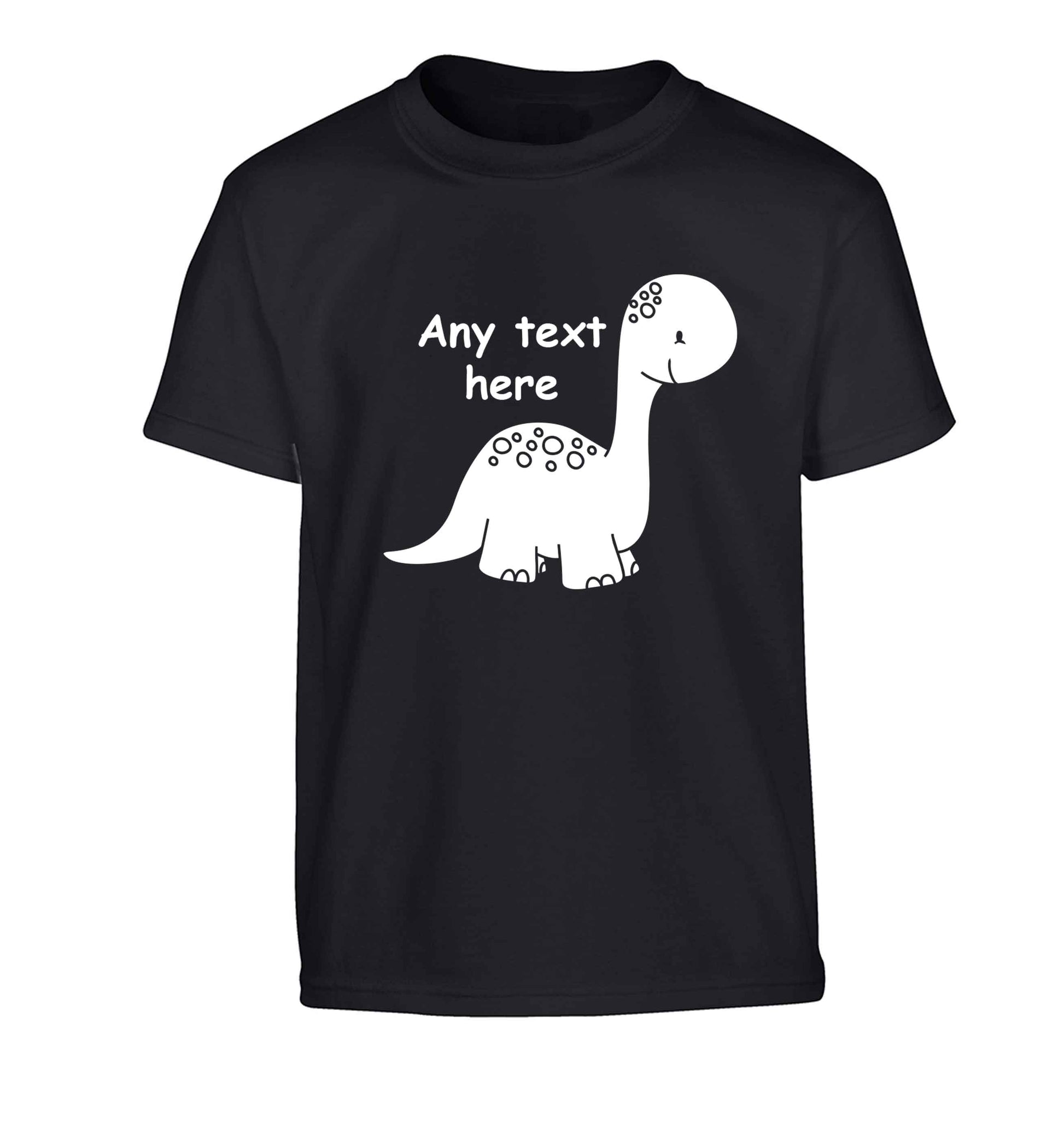 Dinosaur any text Children's black Tshirt 12-13 Years