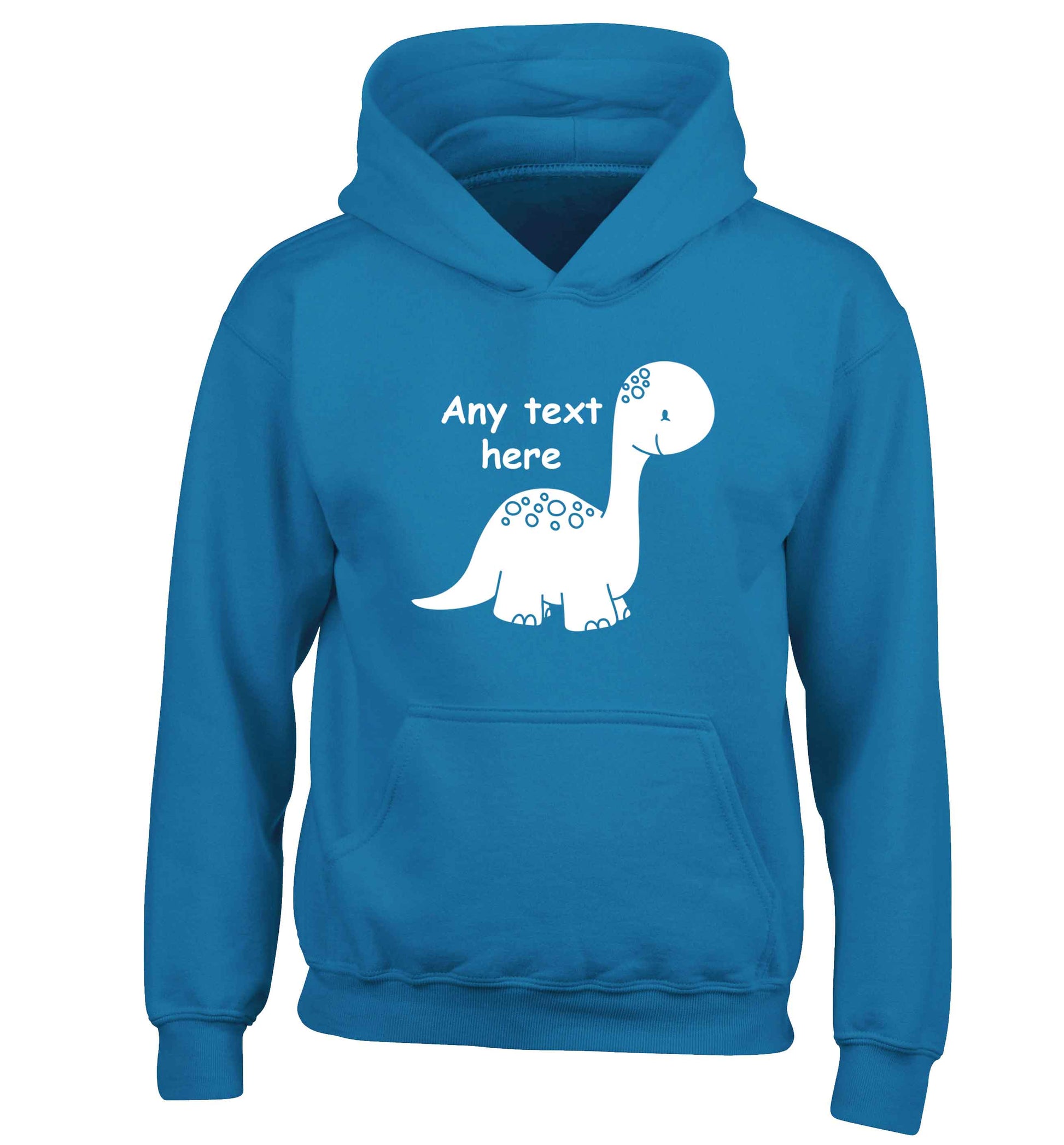 Dinosaur any text children's blue hoodie 12-13 Years