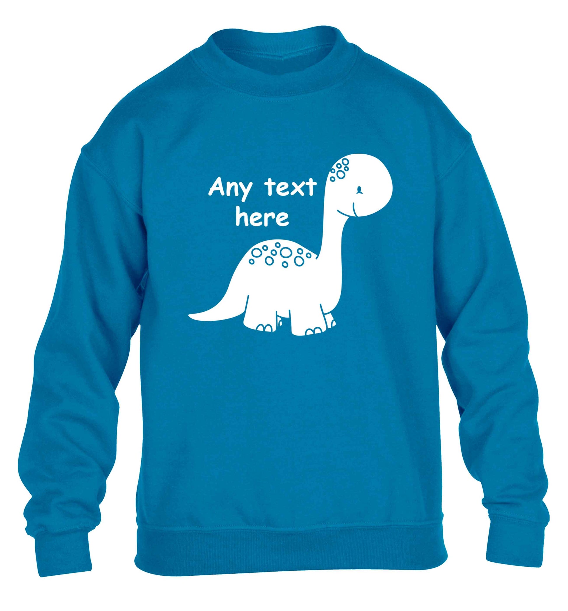 Dinosaur any text children's blue sweater 12-13 Years