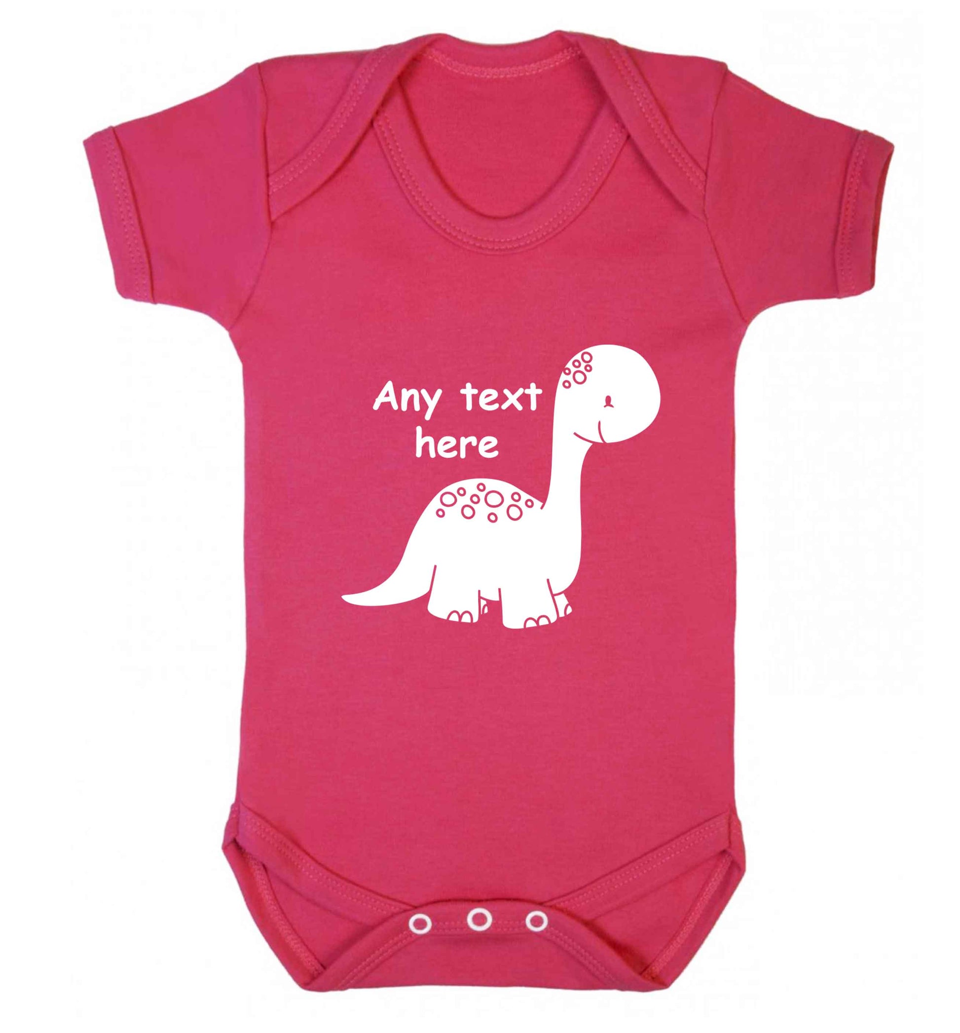 Dinosaur any text baby vest dark pink 18-24 months