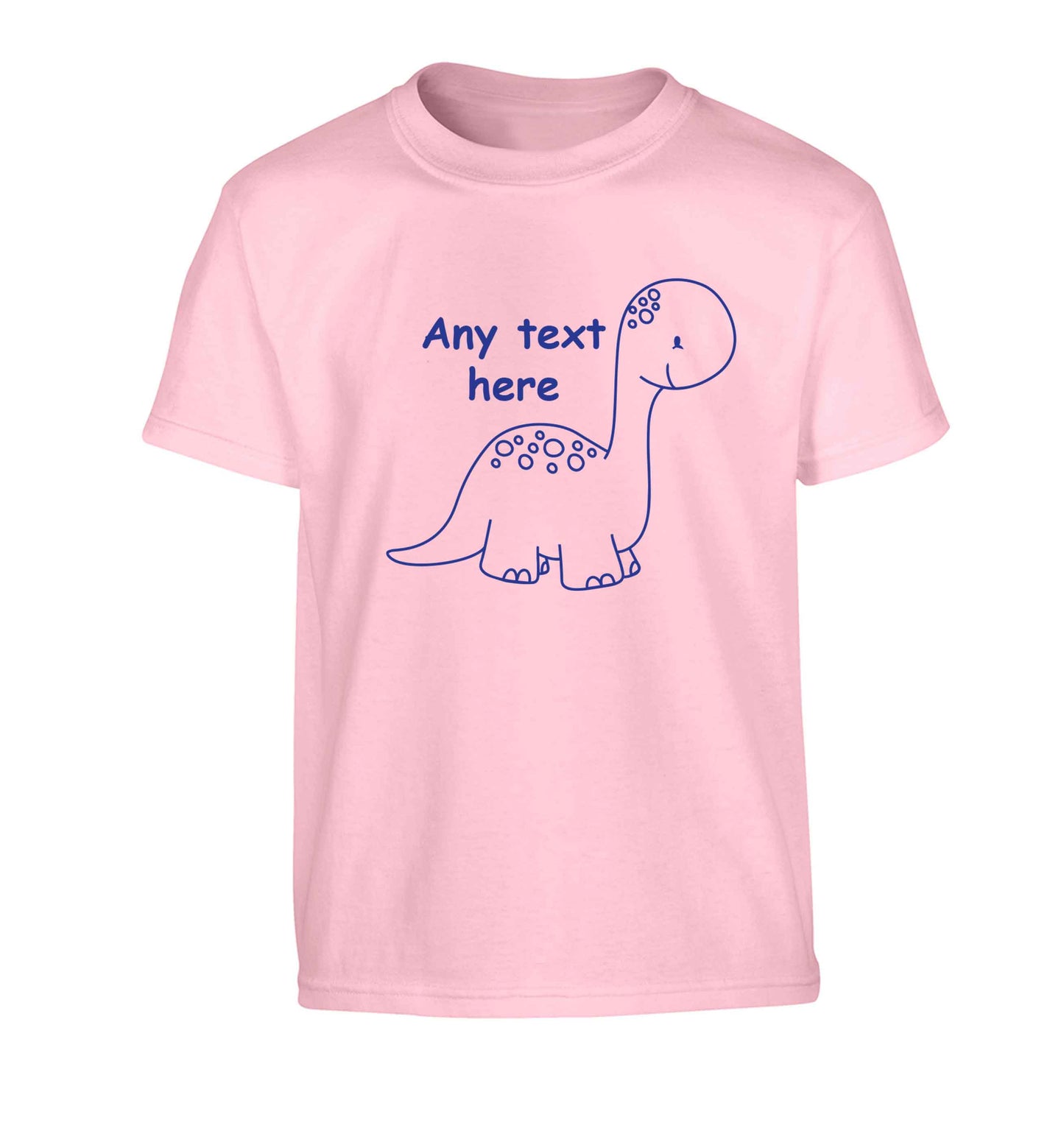 Dinosaur any text Children's light pink Tshirt 12-13 Years