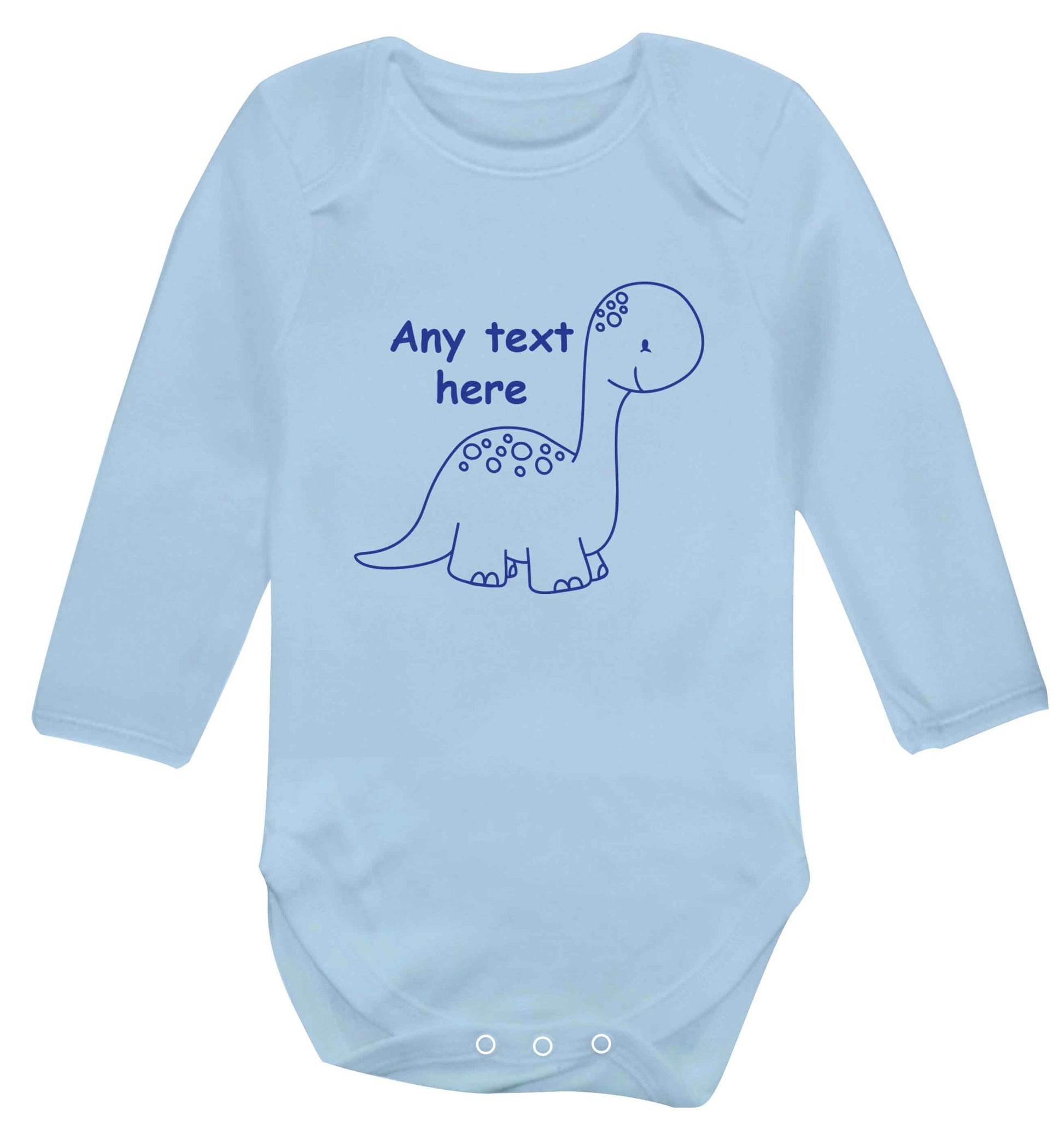 Dinosaur any text baby vest long sleeved pale blue 6-12 months