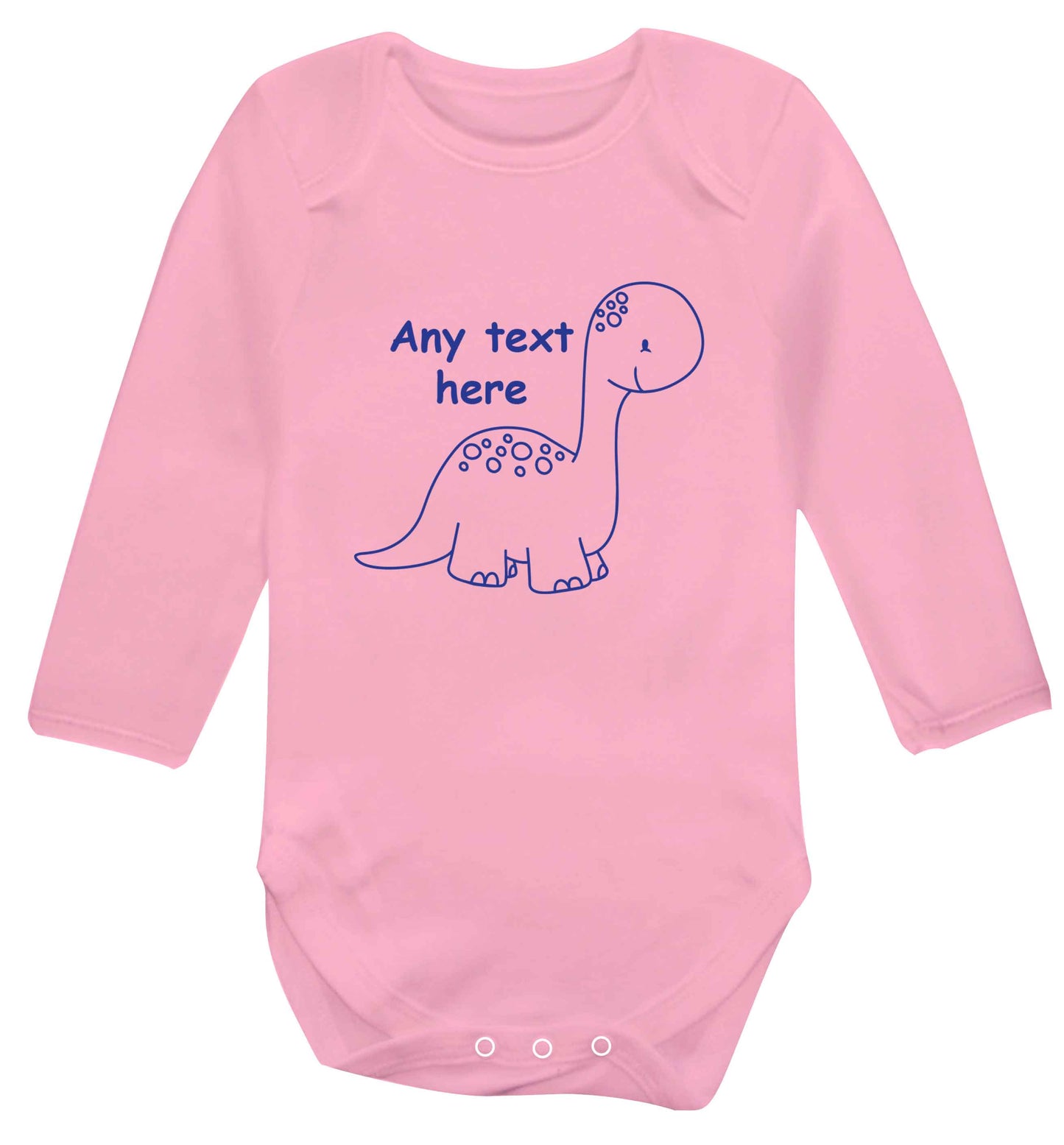 Dinosaur any text baby vest long sleeved pale pink 6-12 months