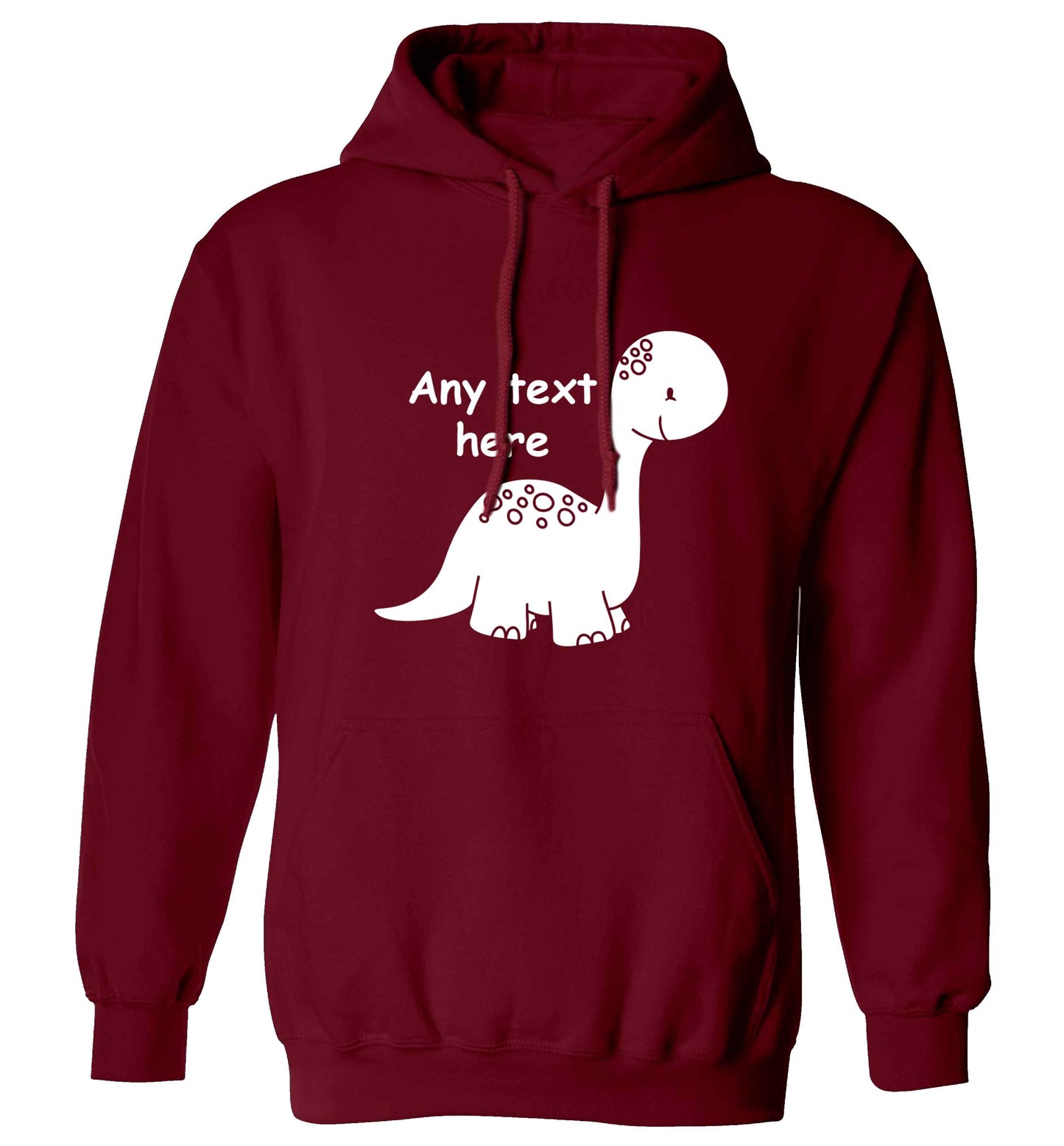 Dinosaur any text adults unisex maroon hoodie 2XL