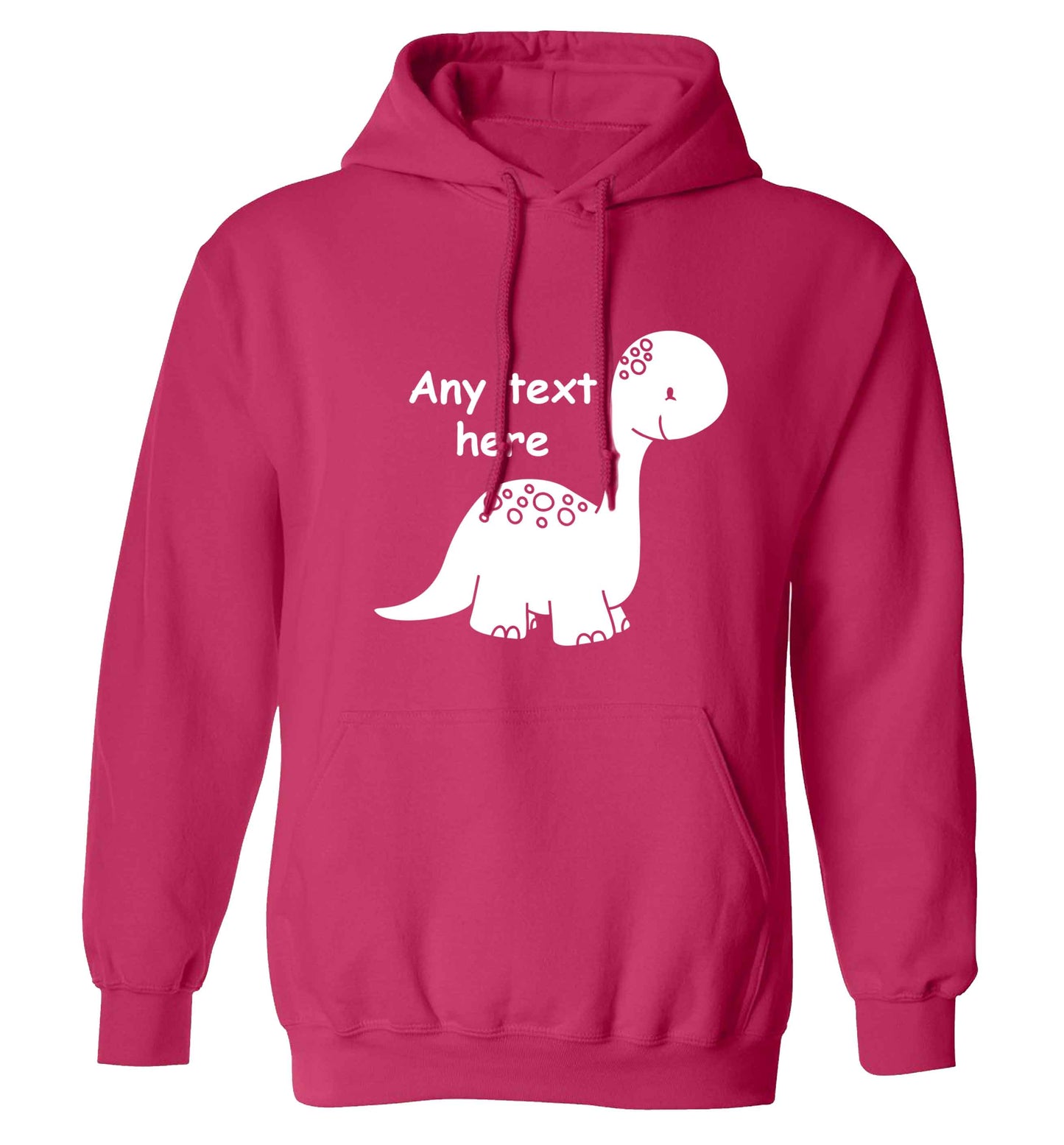 Dinosaur any text adults unisex pink hoodie 2XL