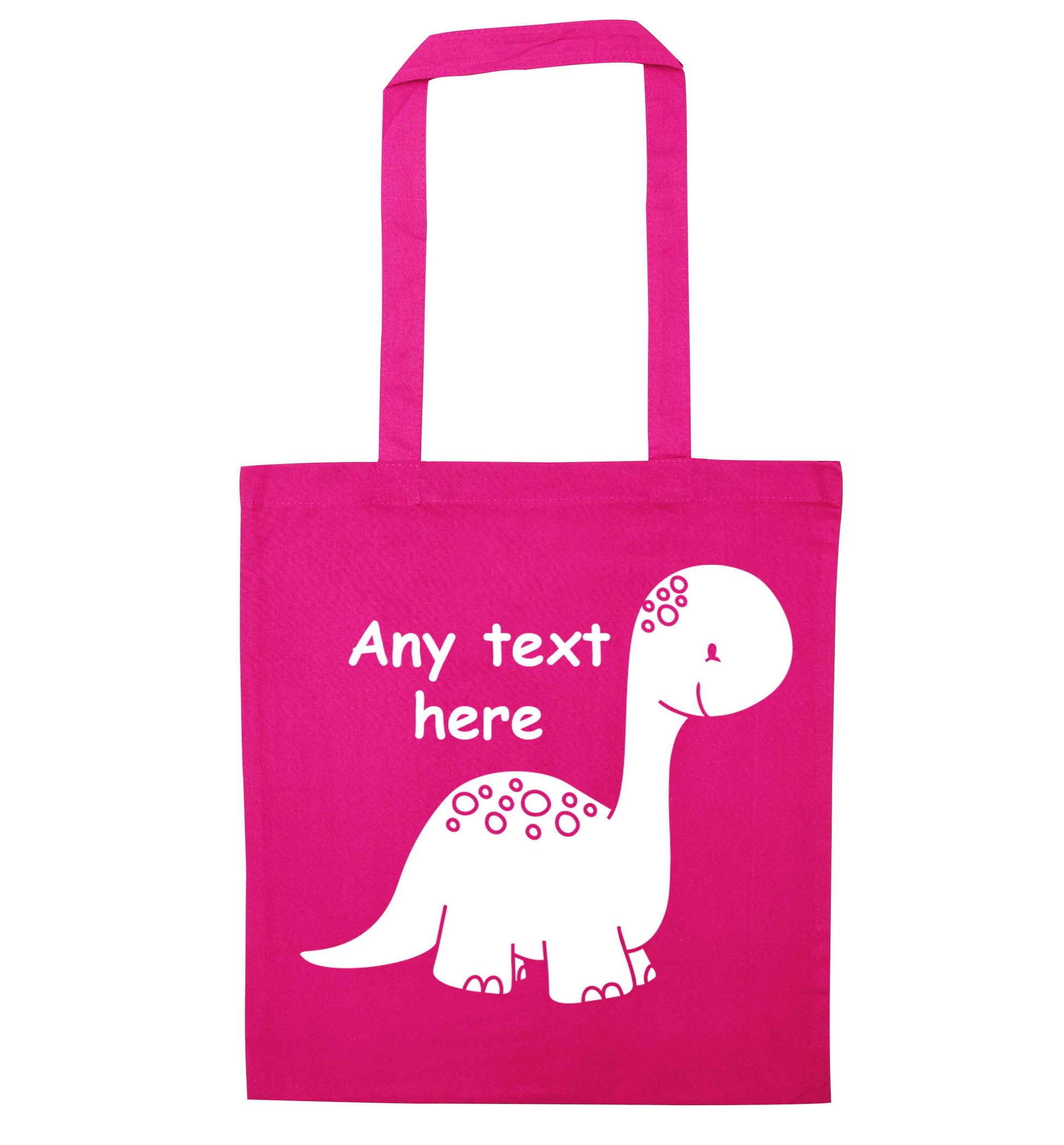 Dinosaur any text pink tote bag