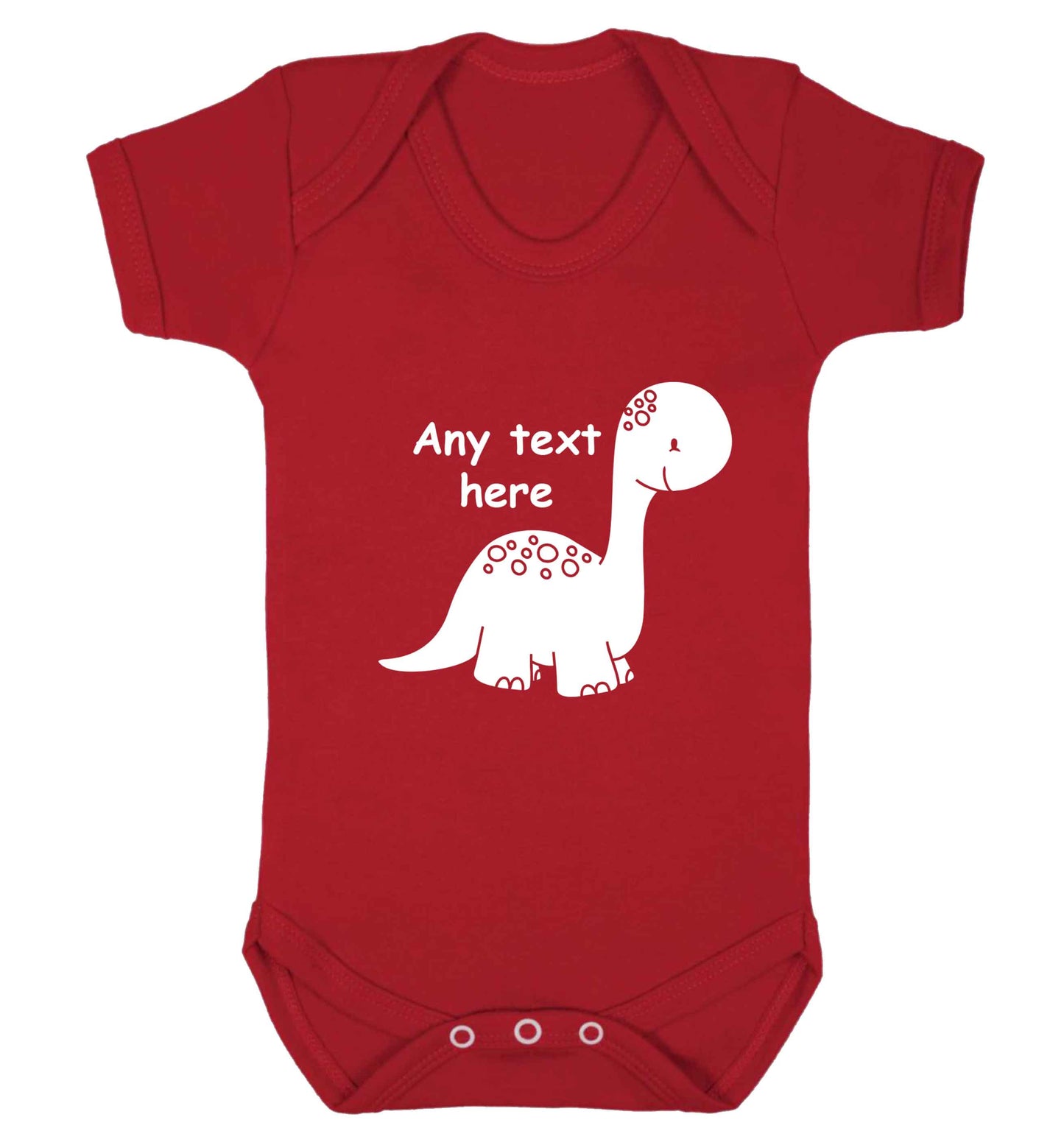 Dinosaur any text baby vest red 18-24 months