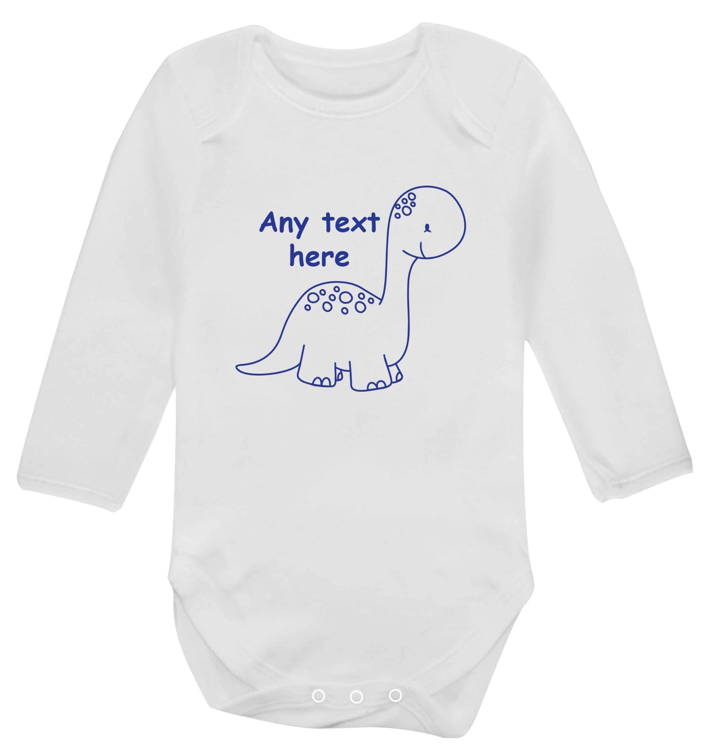 Dinosaur any text baby vest long sleeved white 6-12 months