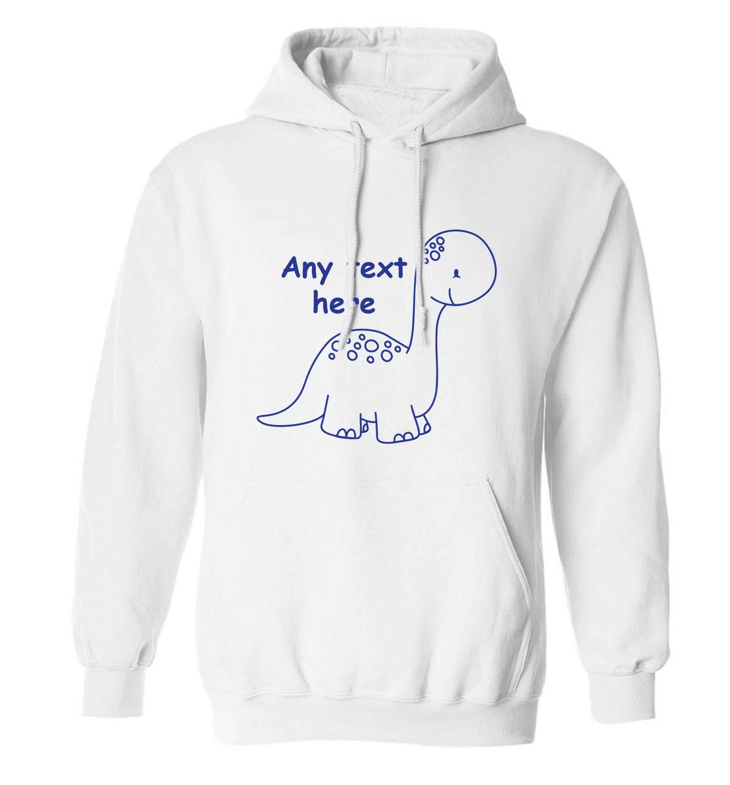 Dinosaur any text adults unisex white hoodie 2XL
