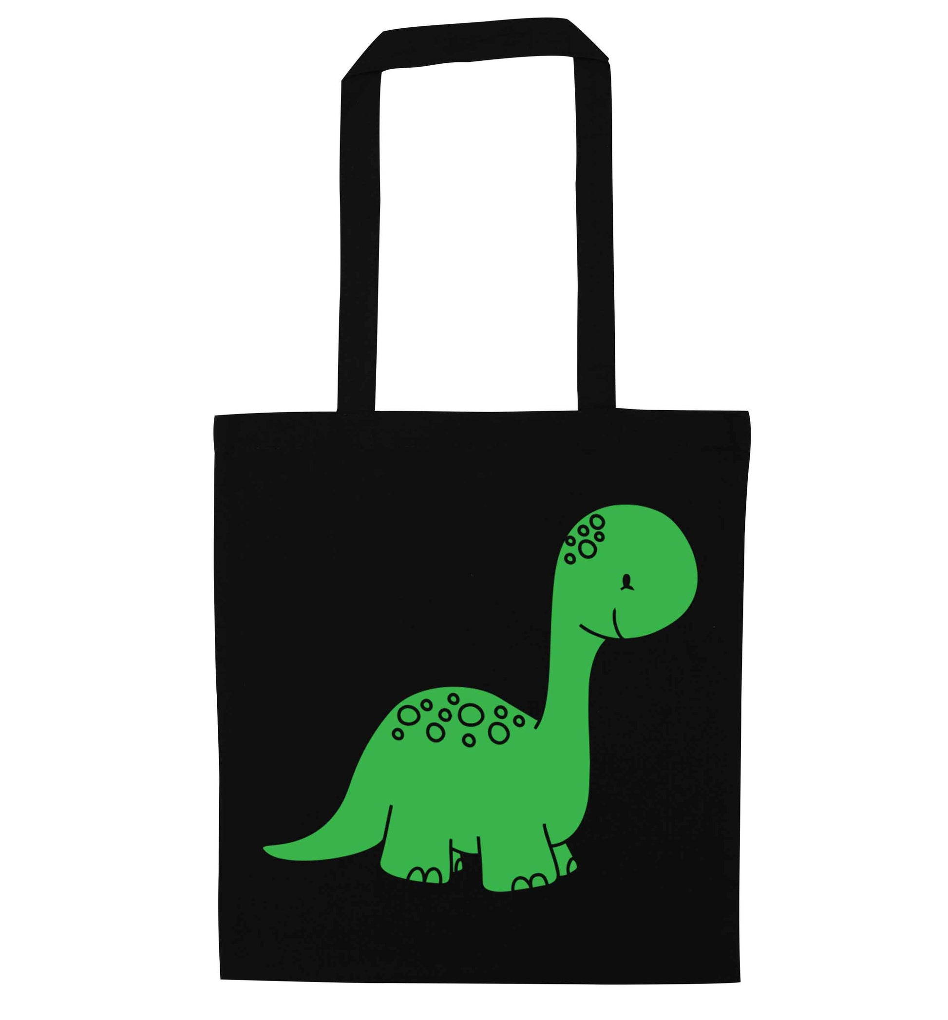 Dinosaur illustration black tote bag