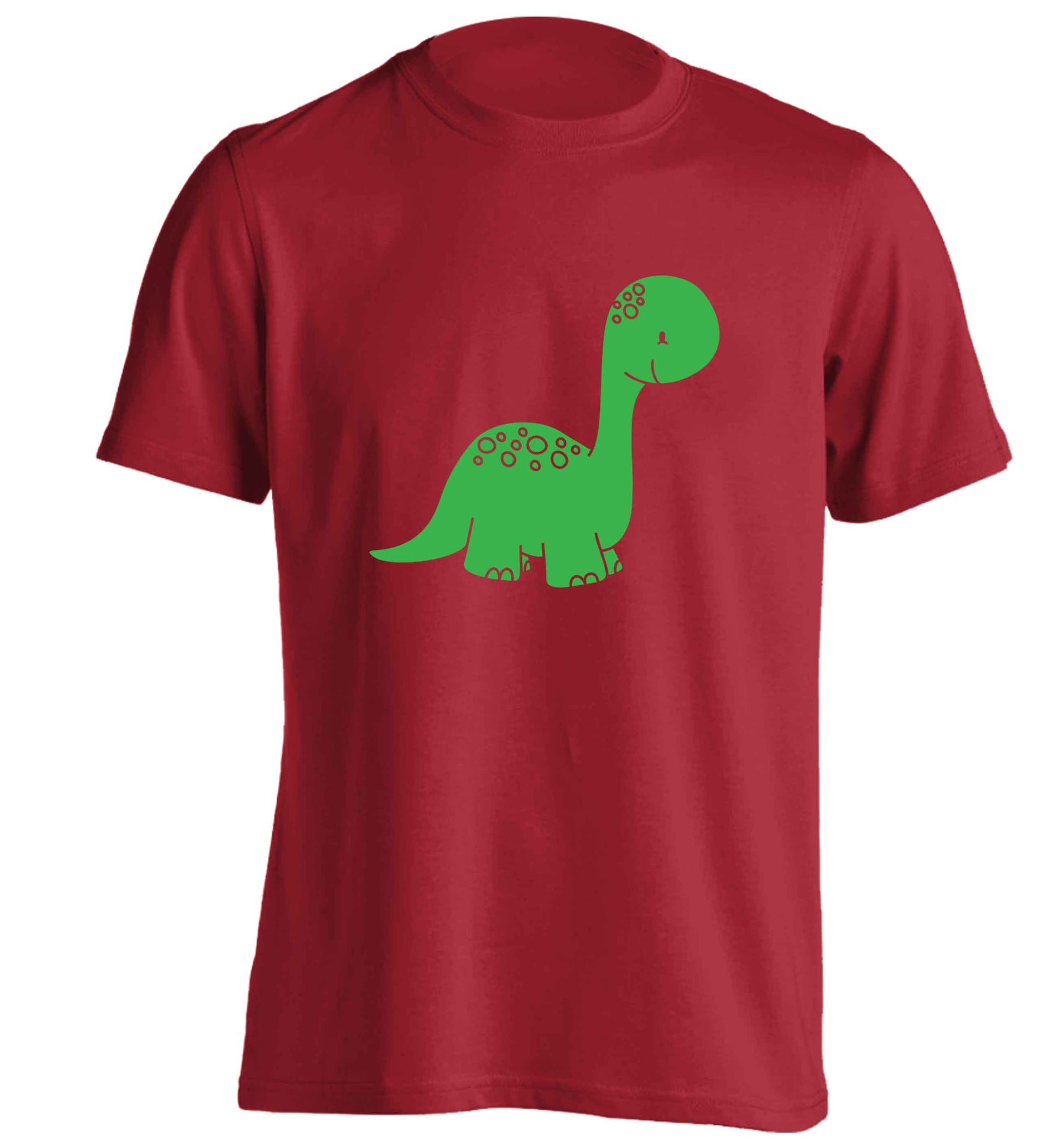 Dinosaur illustration adults unisex red Tshirt 2XL