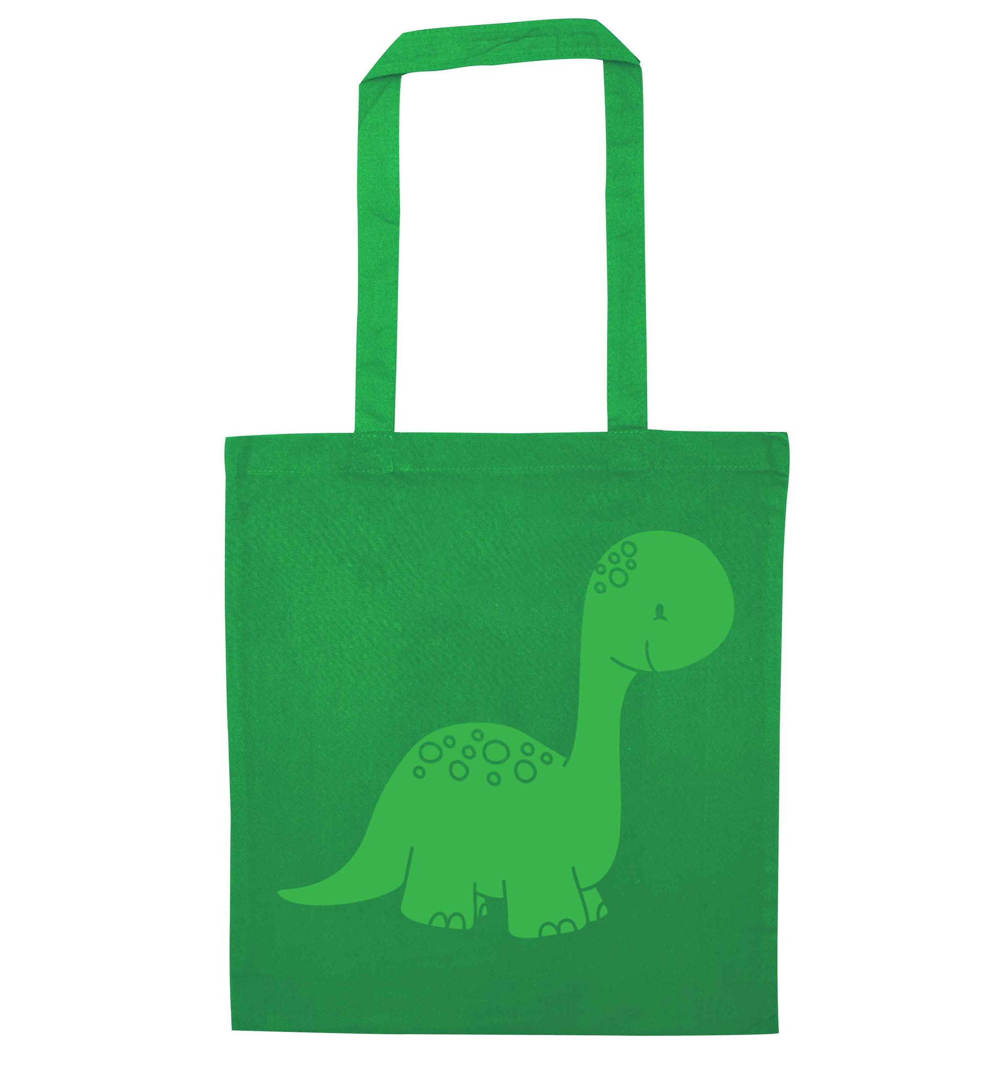 Dinosaur illustration green tote bag