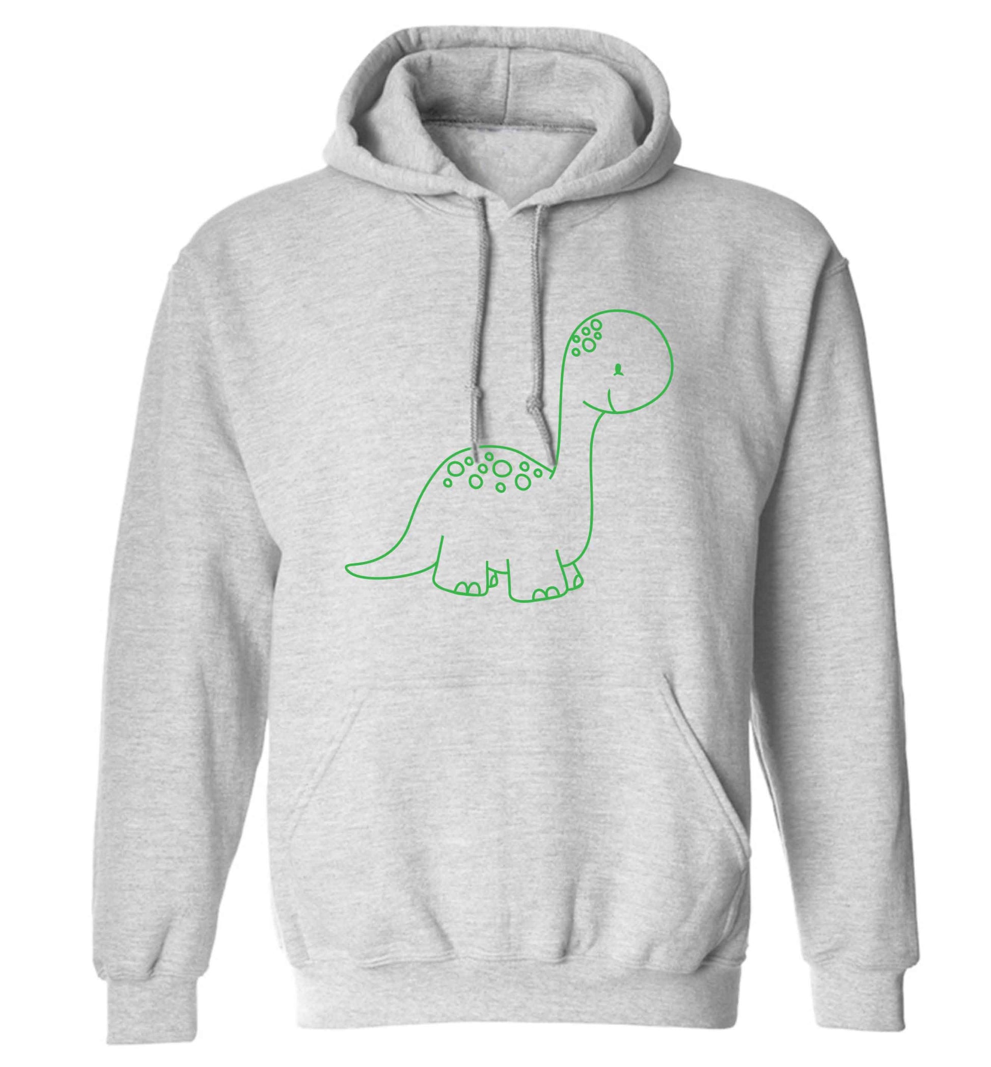 Dinosaur illustration adults unisex grey hoodie 2XL