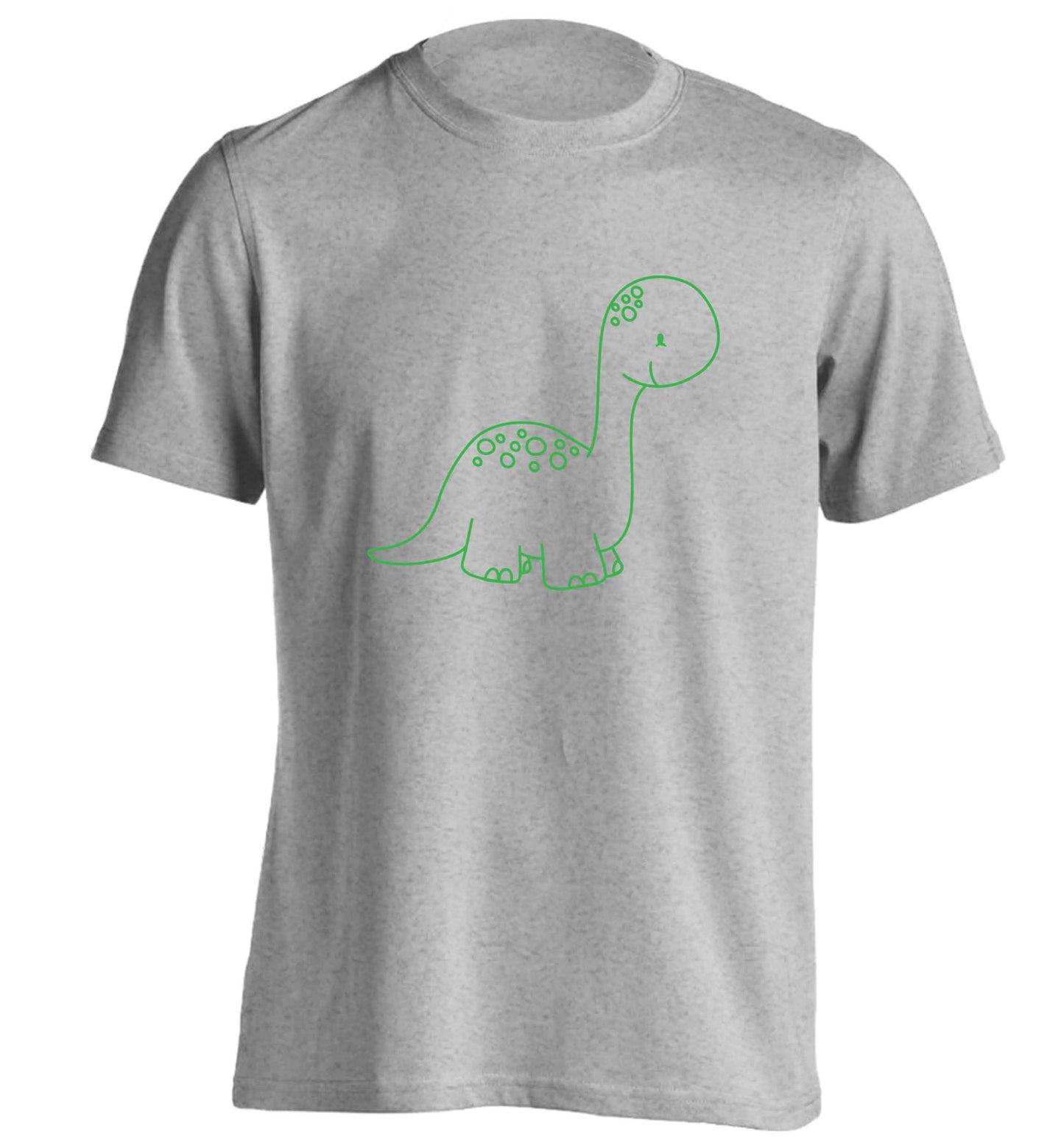 Dinosaur illustration adults unisex grey Tshirt 2XL