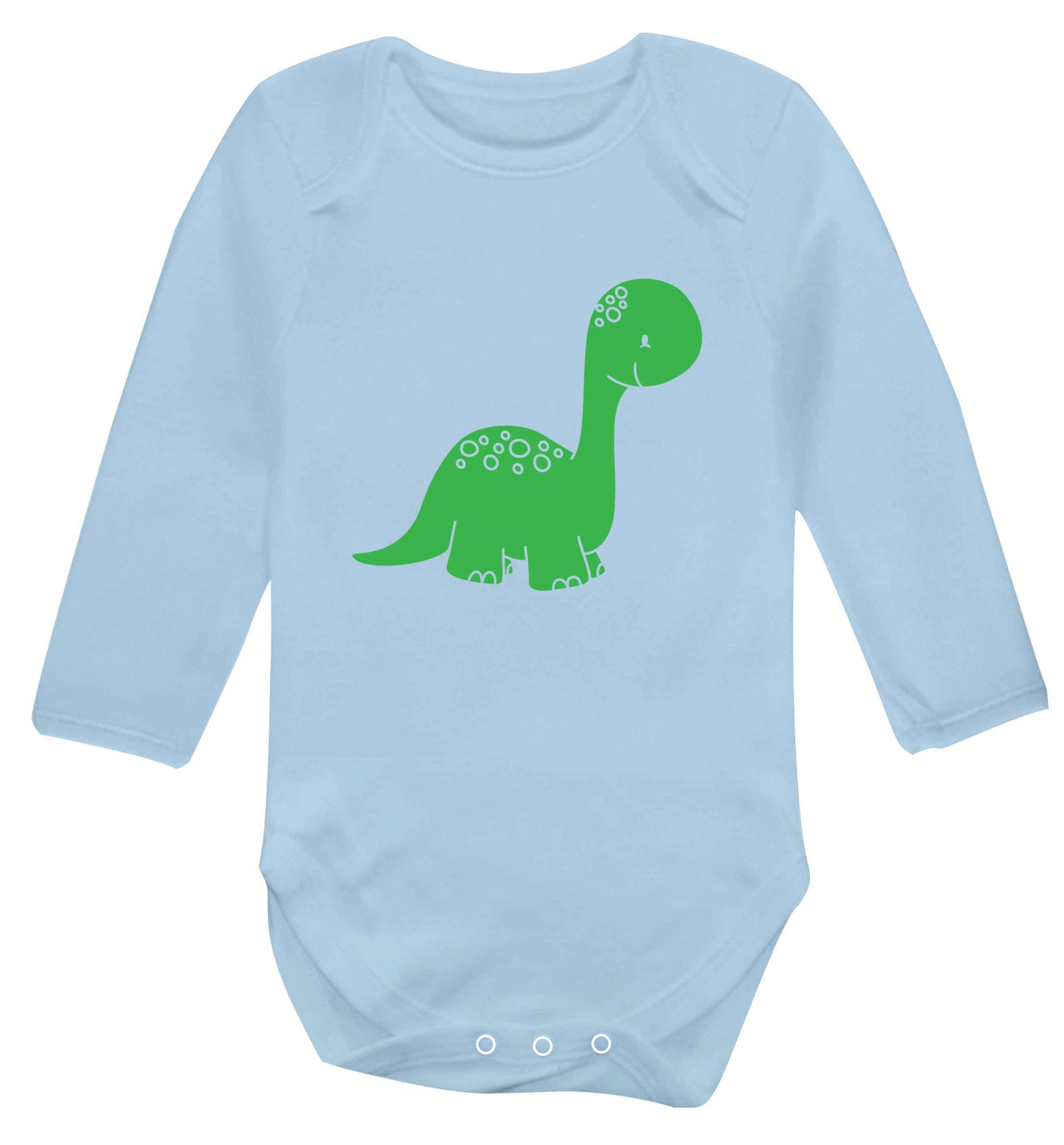 Dinosaur illustration baby vest long sleeved pale blue 6-12 months