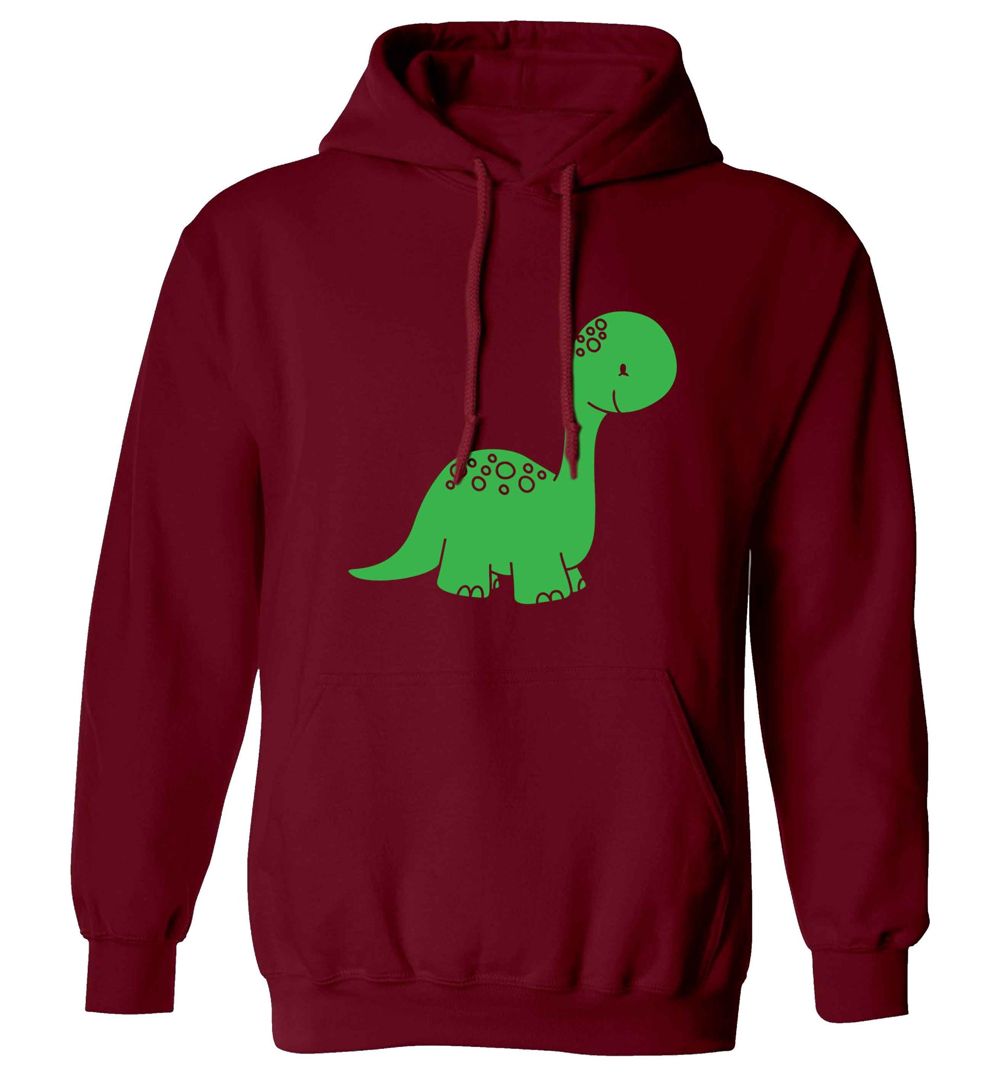 Dinosaur illustration adults unisex maroon hoodie 2XL