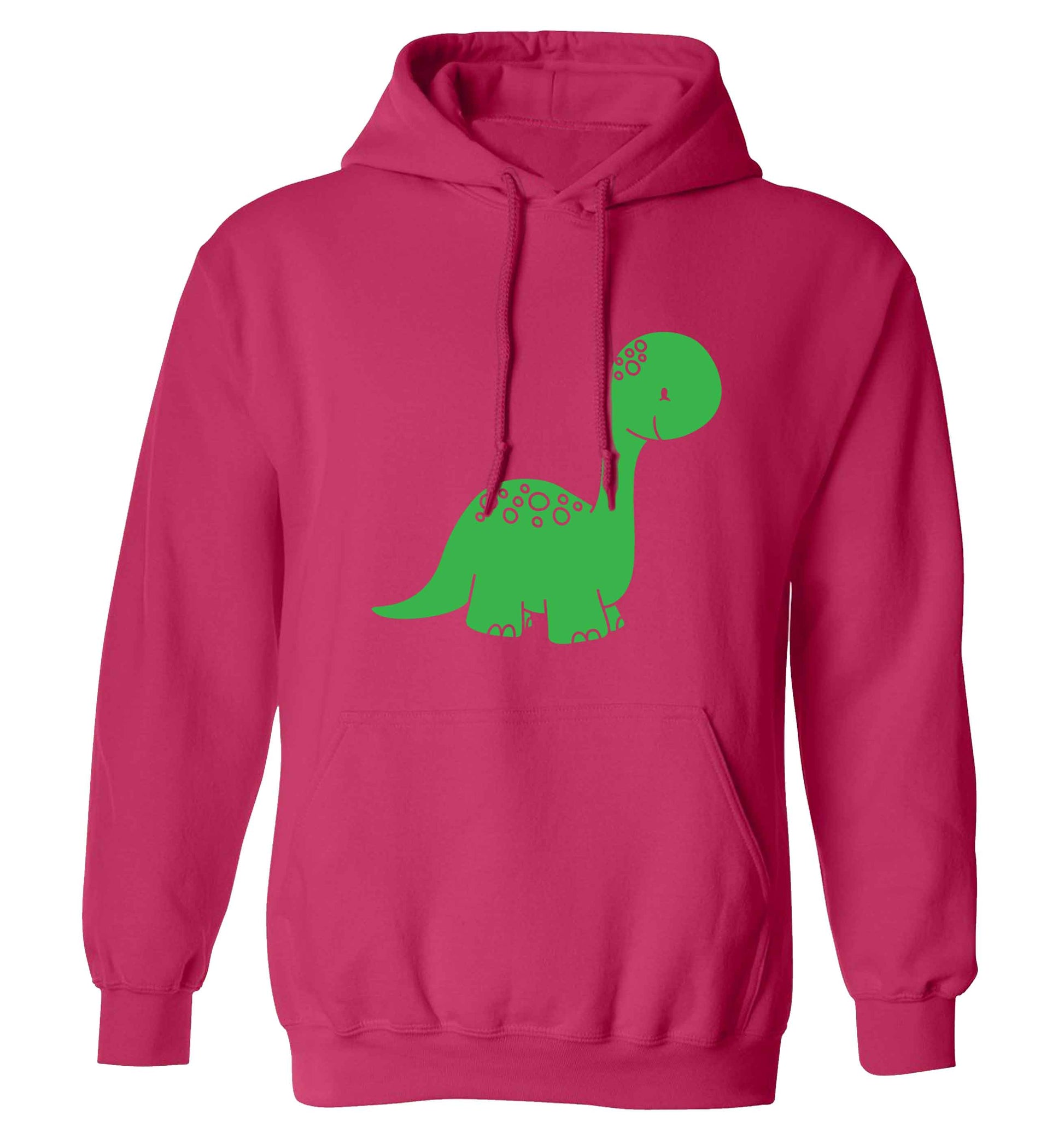 Dinosaur illustration adults unisex pink hoodie 2XL