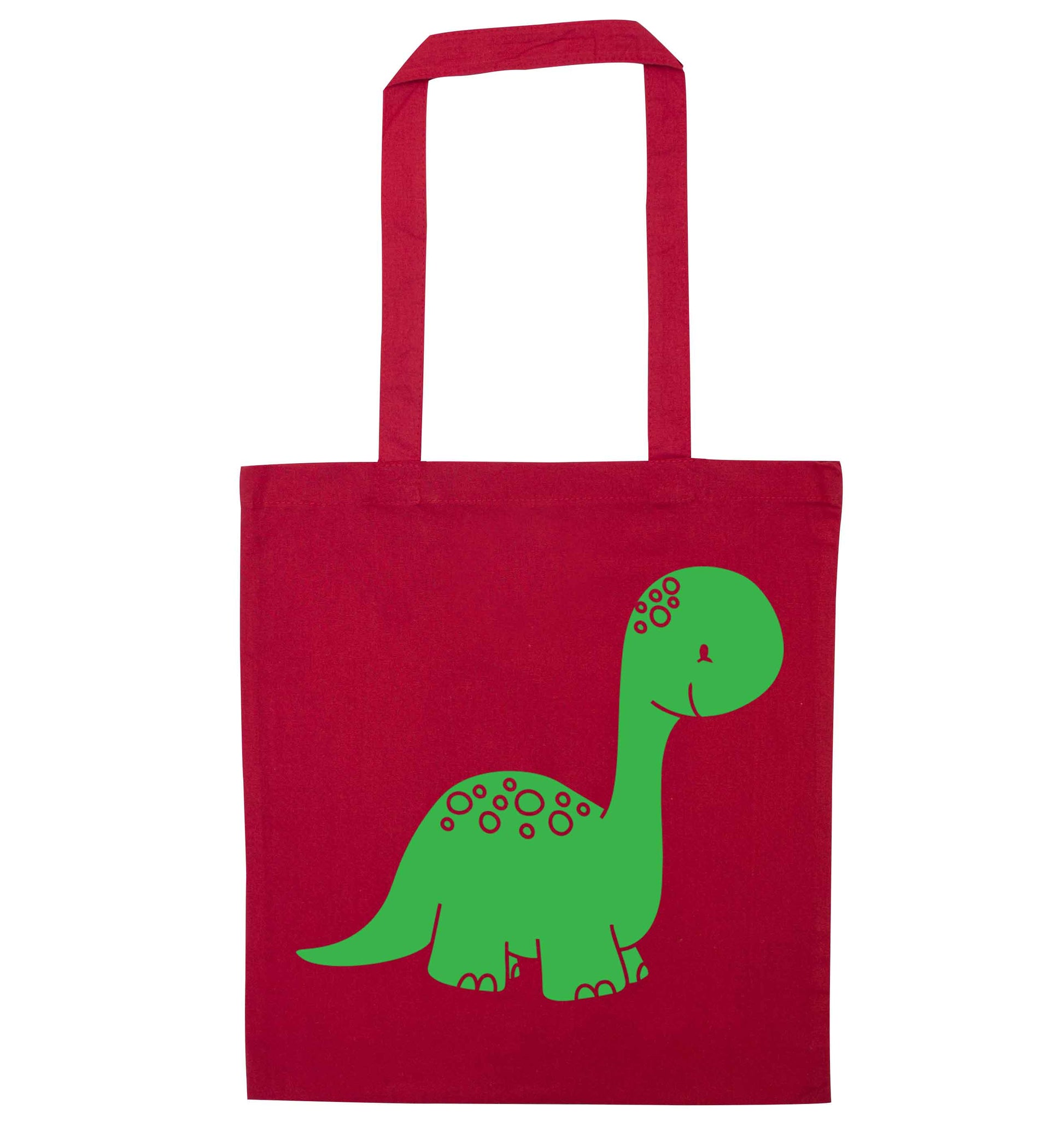 Dinosaur illustration red tote bag