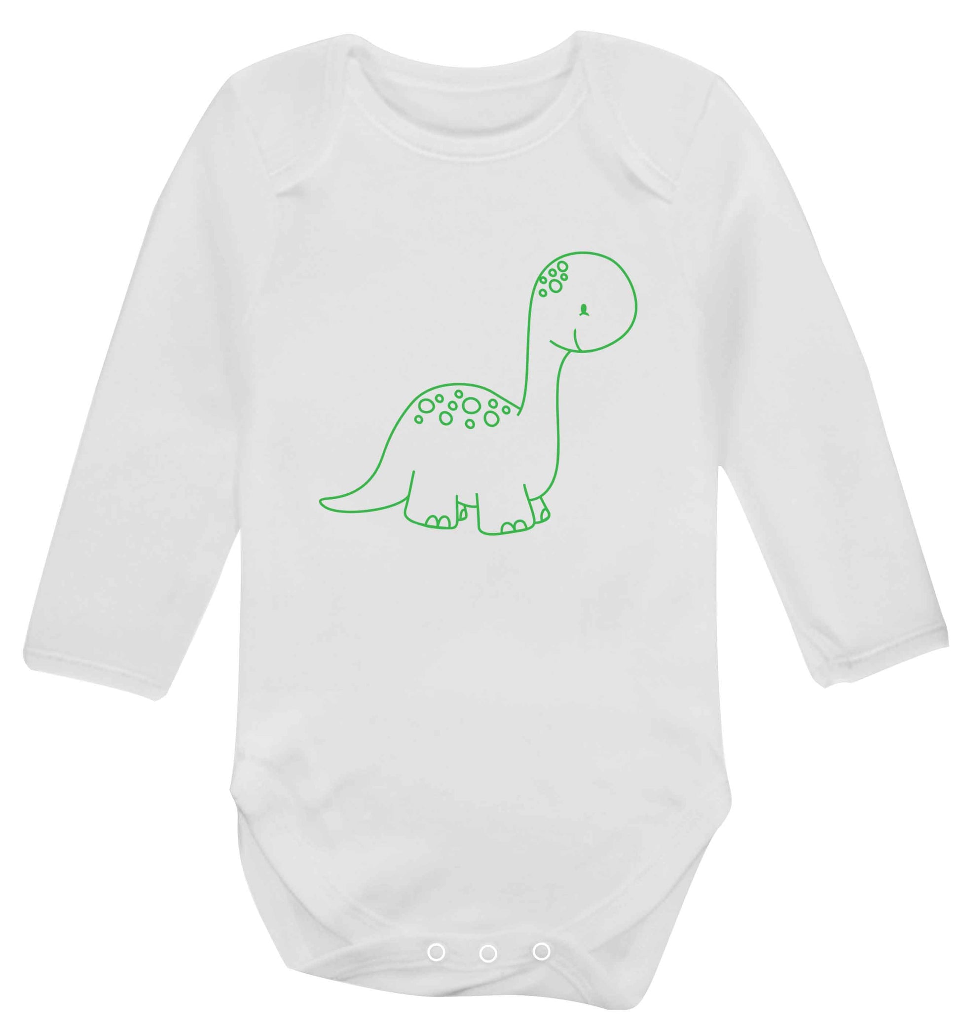 Dinosaur illustration baby vest long sleeved white 6-12 months