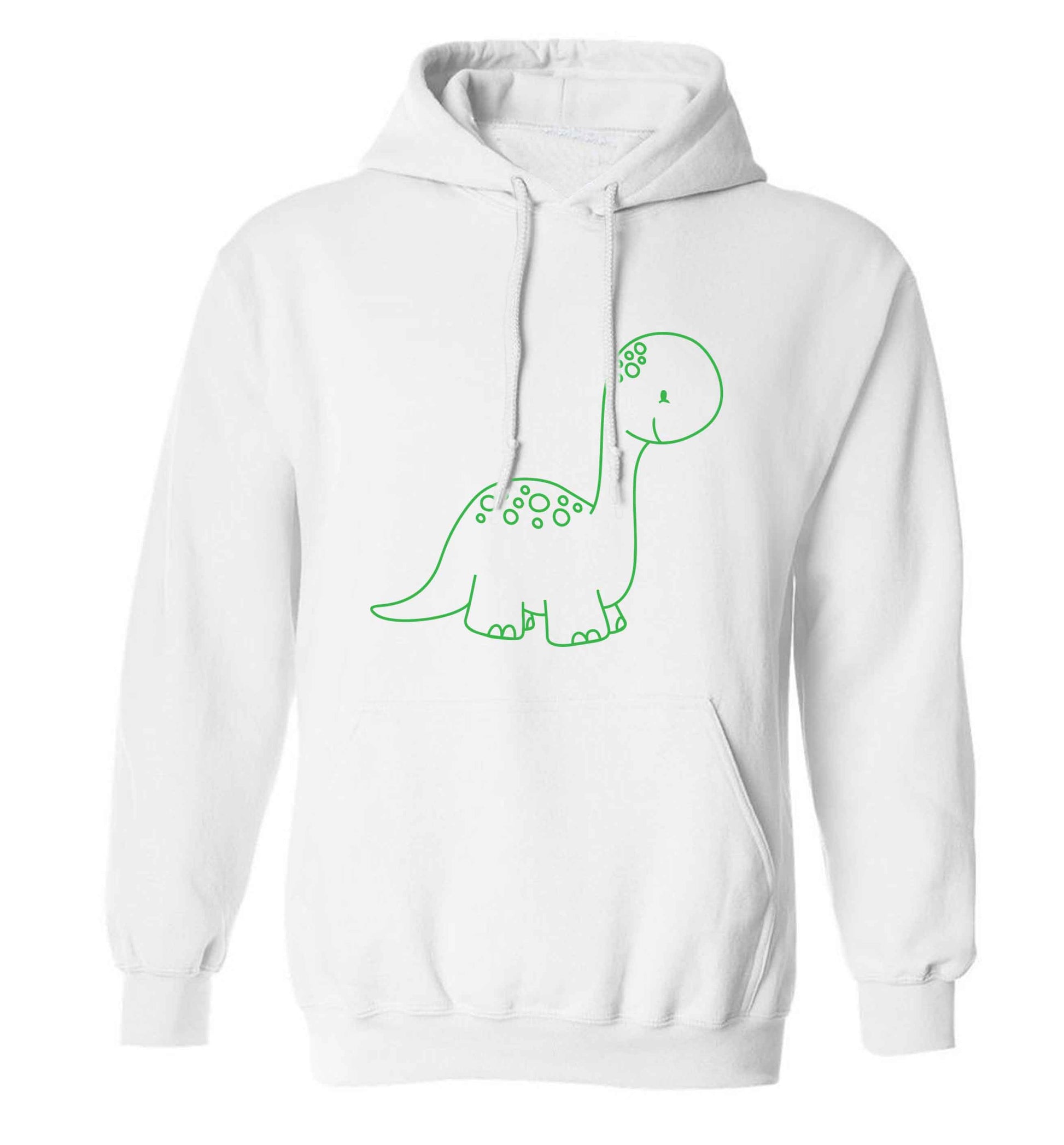 Dinosaur illustration adults unisex white hoodie 2XL