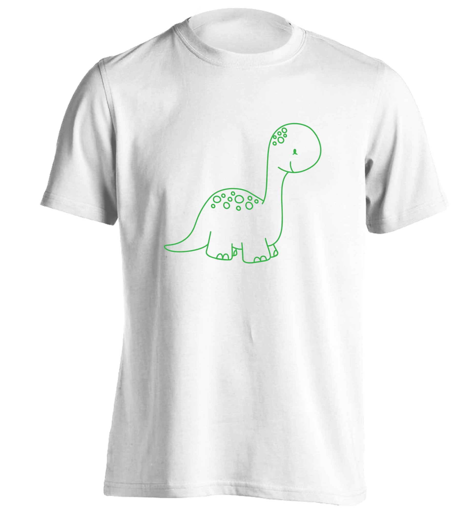 Dinosaur illustration adults unisex white Tshirt 2XL