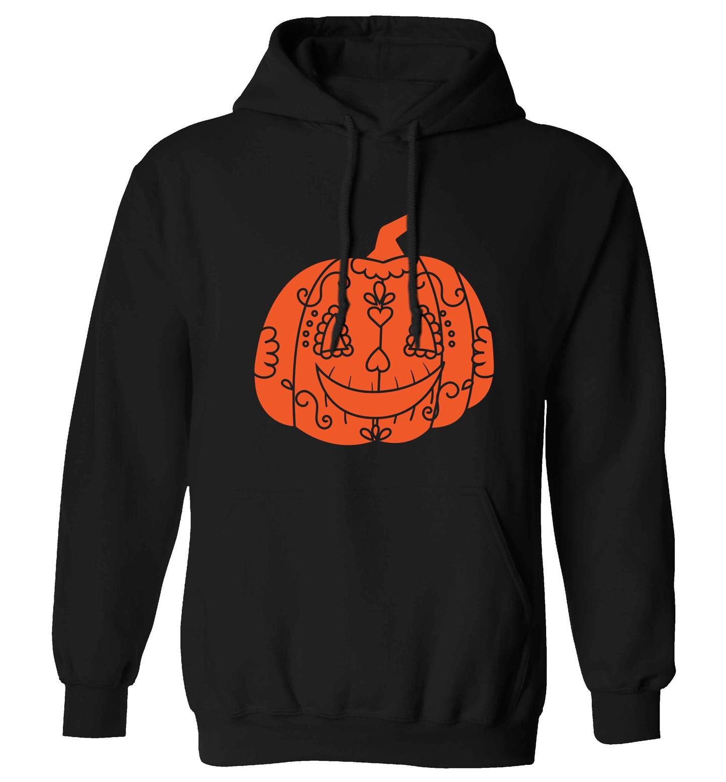 Pumpkin sugar skull adults unisex black hoodie 2XL