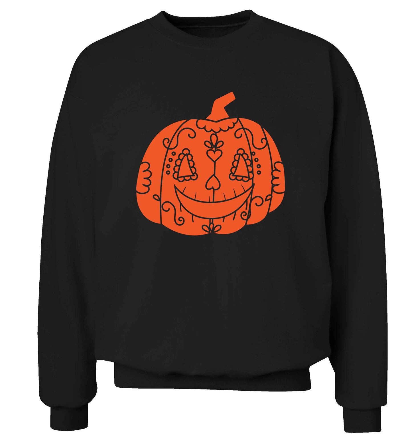 Pumpkin sugar skull adult's unisex black sweater 2XL